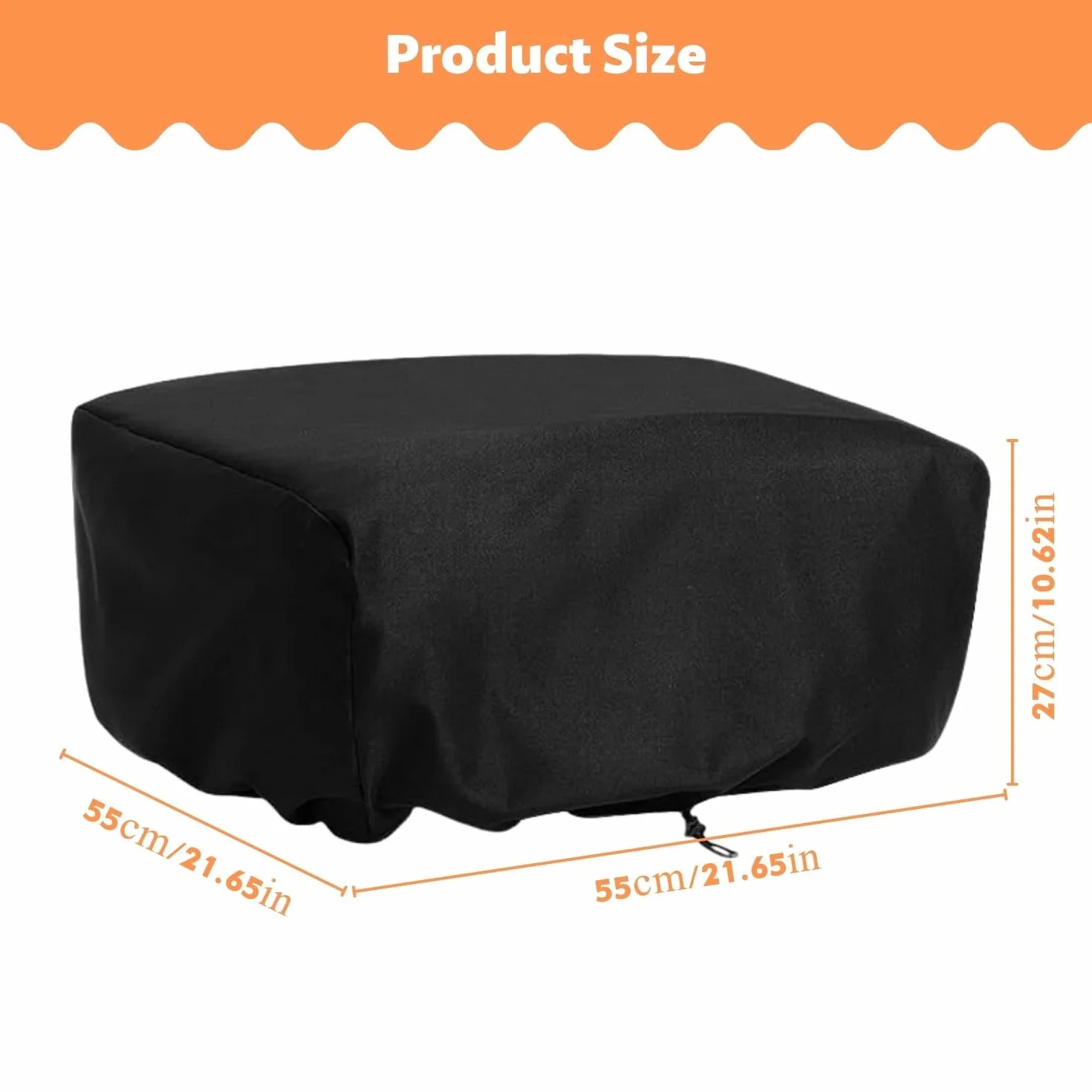Housse Plancha Extérieur Barbecue 55 x 55 x 27 cm Tissu Oxford Noir Protection Imperméable Anti Poussière Cordon de Serrage