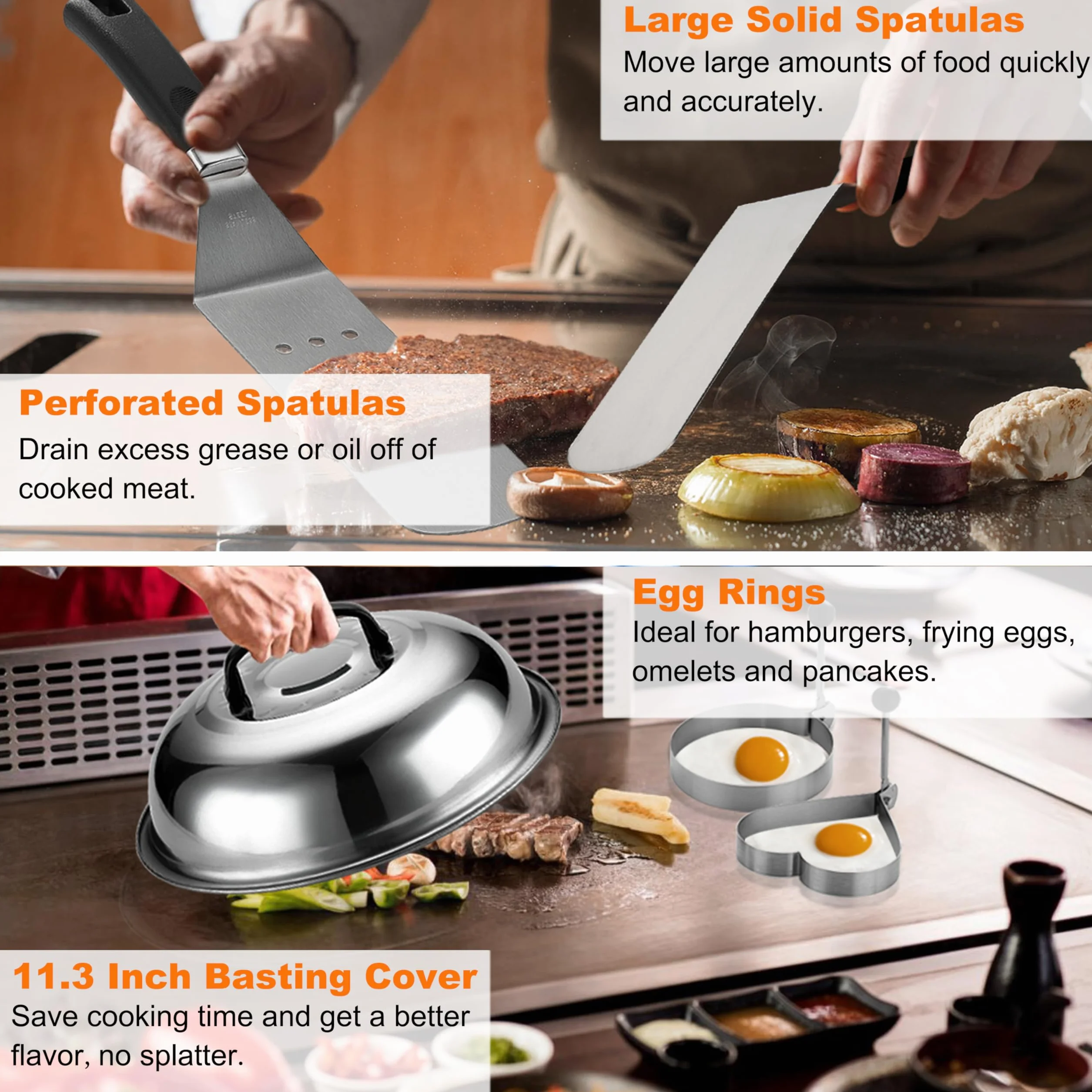 Grilljoy Kit Smash Burger Accessoires Plancha 28PCS Ustensiles Barbecue Extérieur Camping