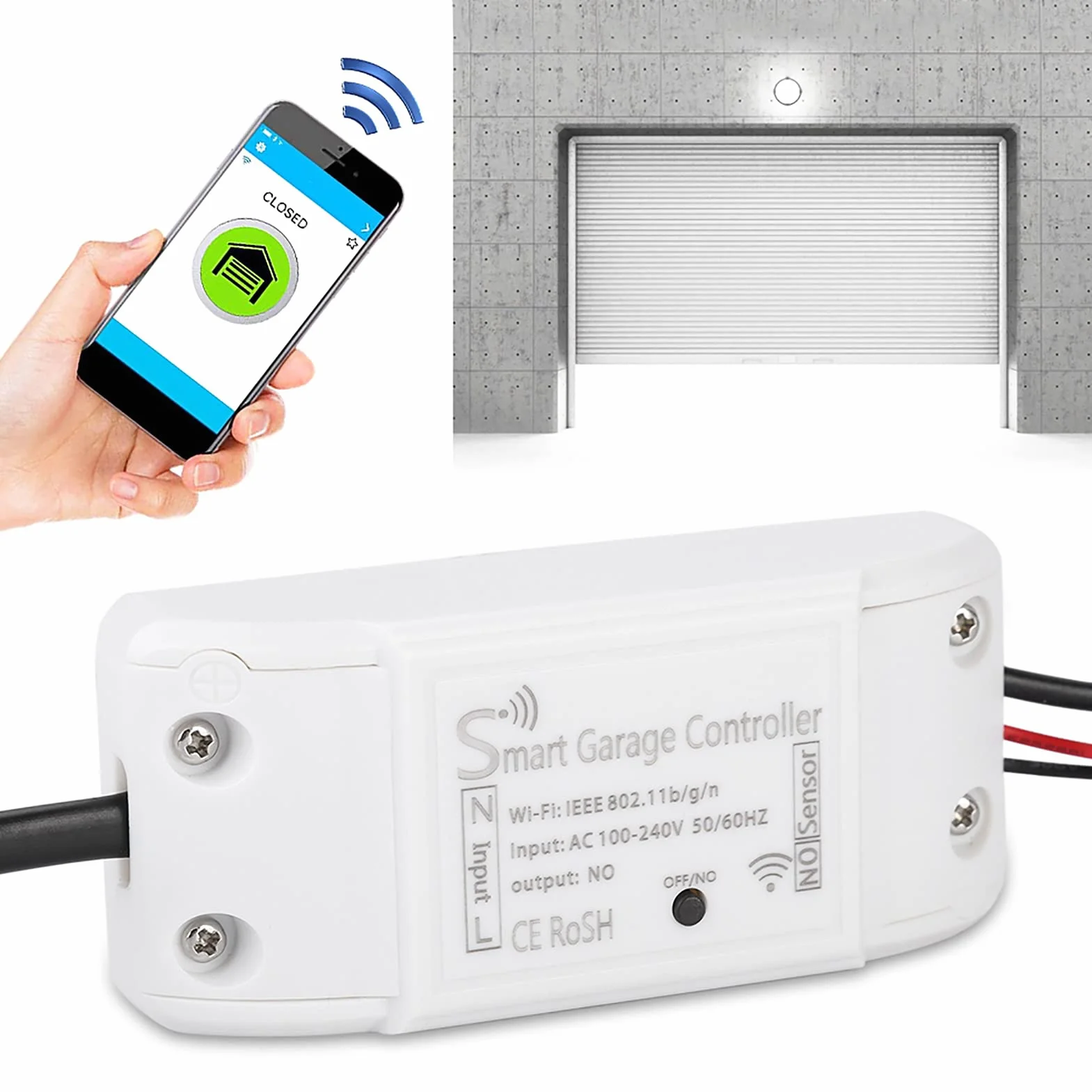 Ouvre-porte de garage WiFi 2.4G, télécommande de porte de garage de surveillance d'application, pour l'application IFTTT Smart Life/pour Android IOS Téléphonique