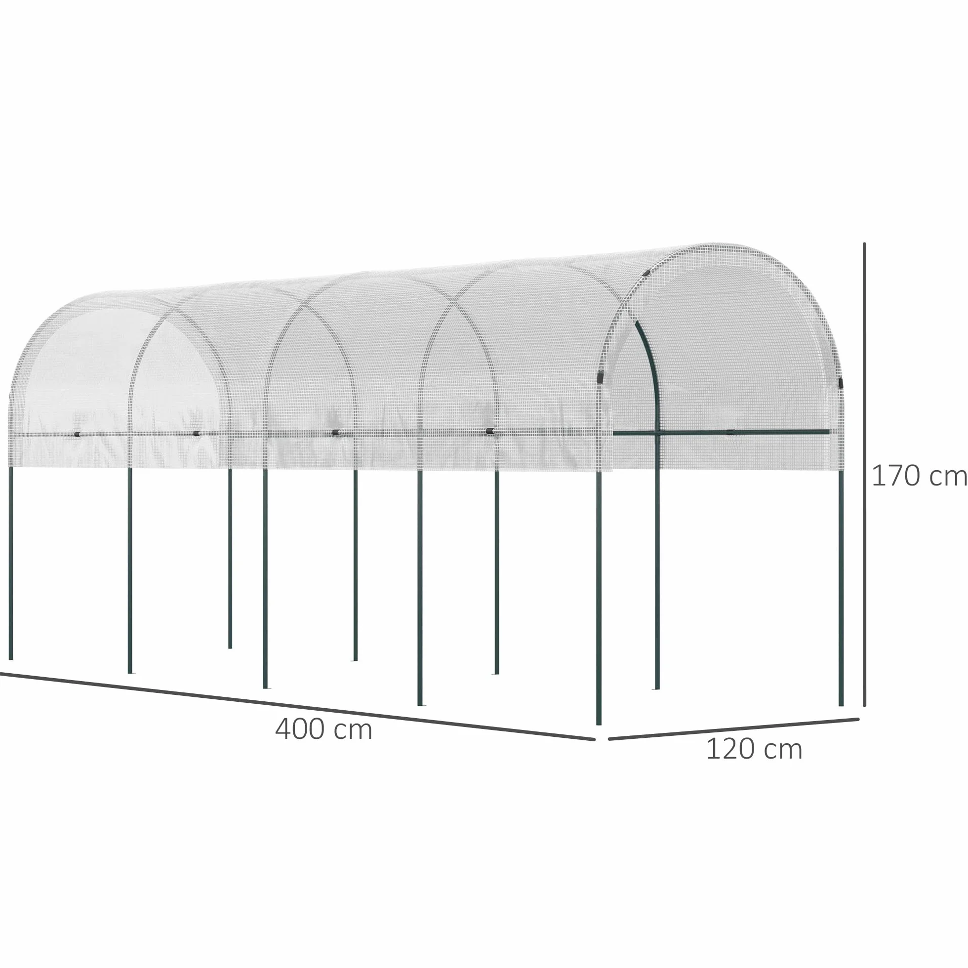Outsunny Serre de Jardin Acier 400x120x170 cm Transparent pour Légumes