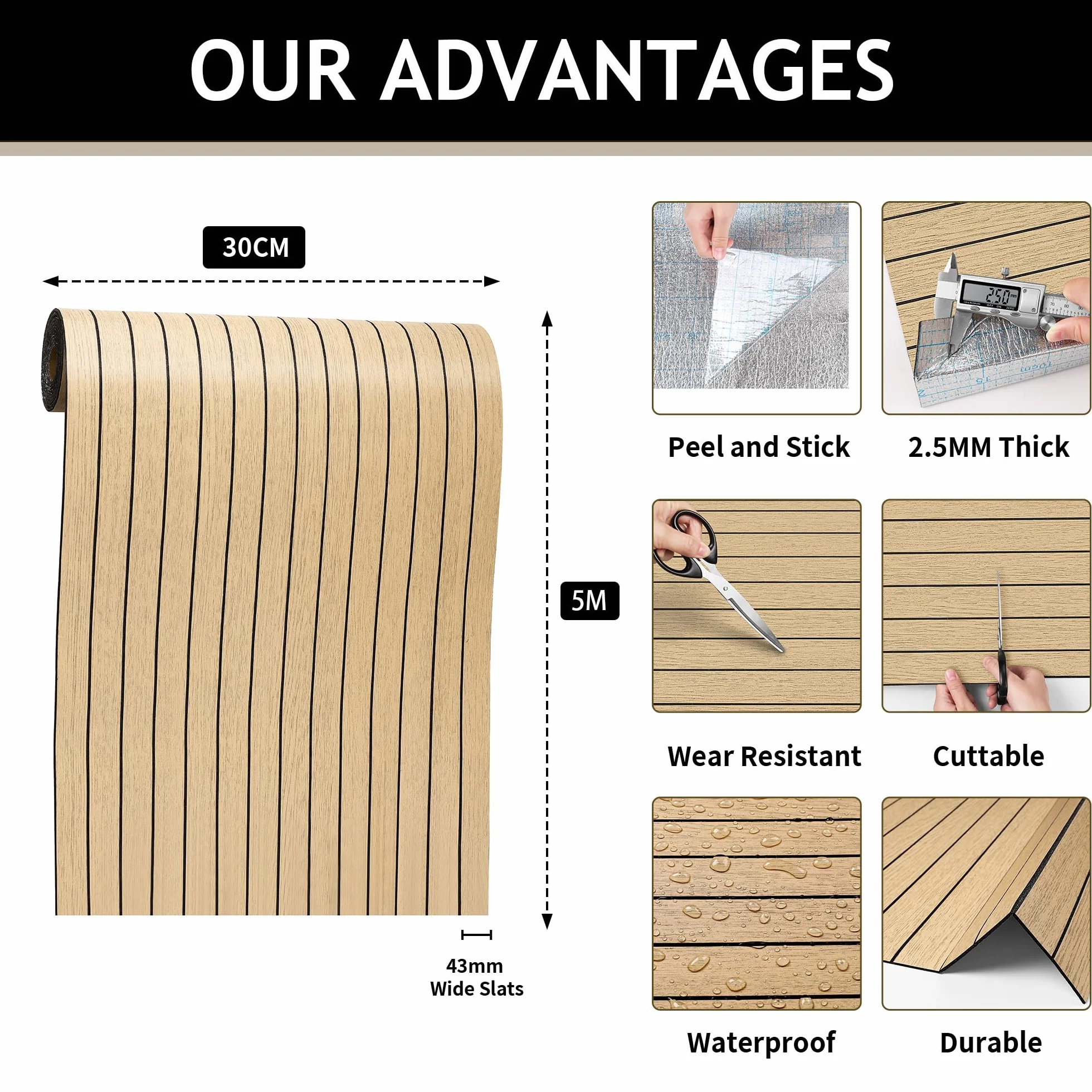 Livelynine Épaissir Papier Peint Adhesif Mural Bois Naturel 3D Panneau Mural decoratif Bois Tasseau Marron 30CMx5M Panneaux Muraux Adhesif Chambre Chene Brun Revetement Murals Autocollant Bureau