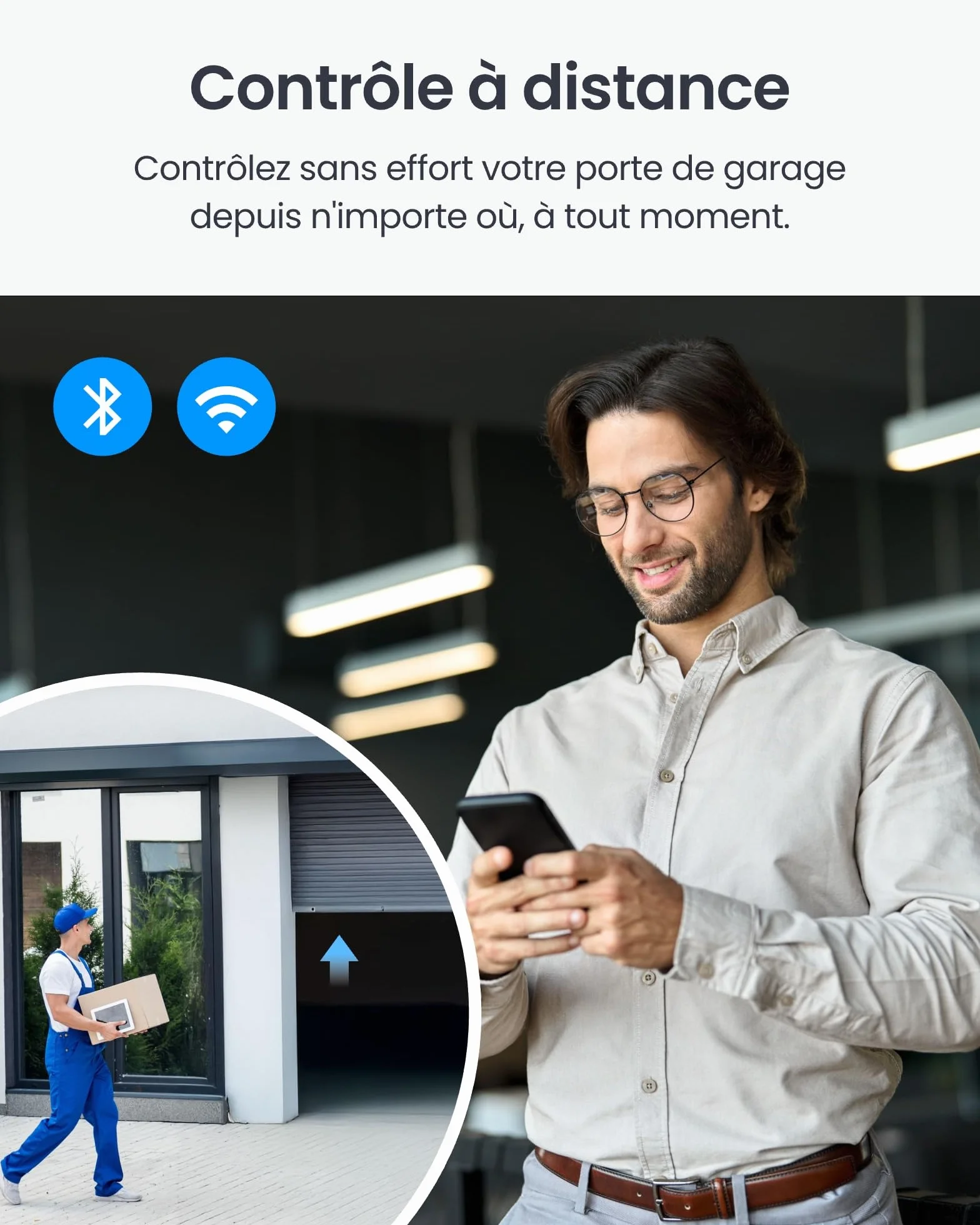 SwitchBot Smart Wi-Fi Ouvre-porte de garage certifié Matter, contrôle par application, Alexa/Google/Siri/IFTTT/SmartThings pris en charge, plusieurs modes de notification, aucun hub nécessaire