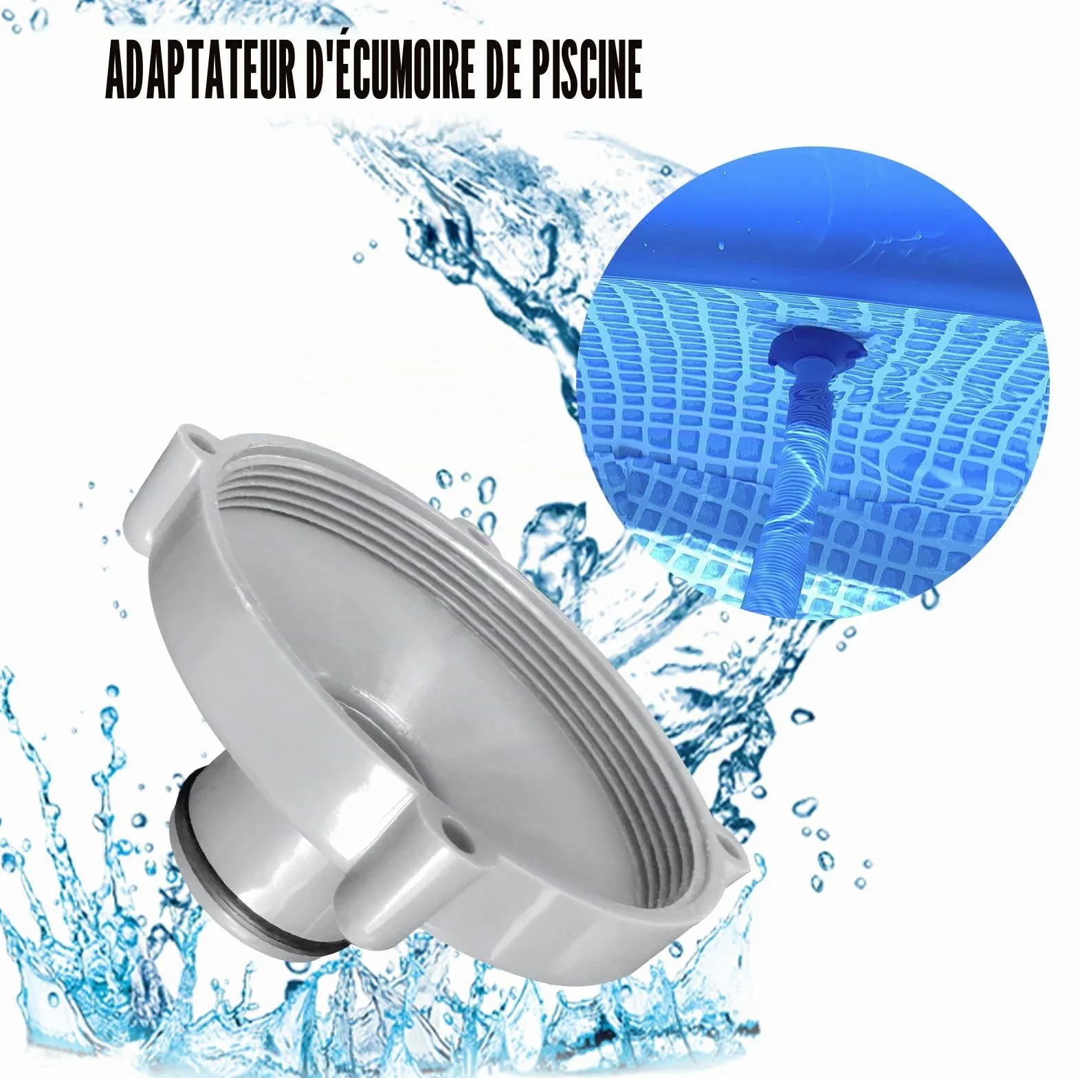 Lot de 2 adaptateurs pour tuyau d'aspiration piscine Quick-up gris