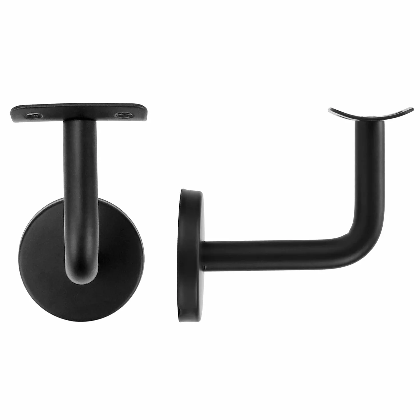 QWORK Pack de 5 supports de rampe escalier en acier inoxydable noir 60x80 mm courbé