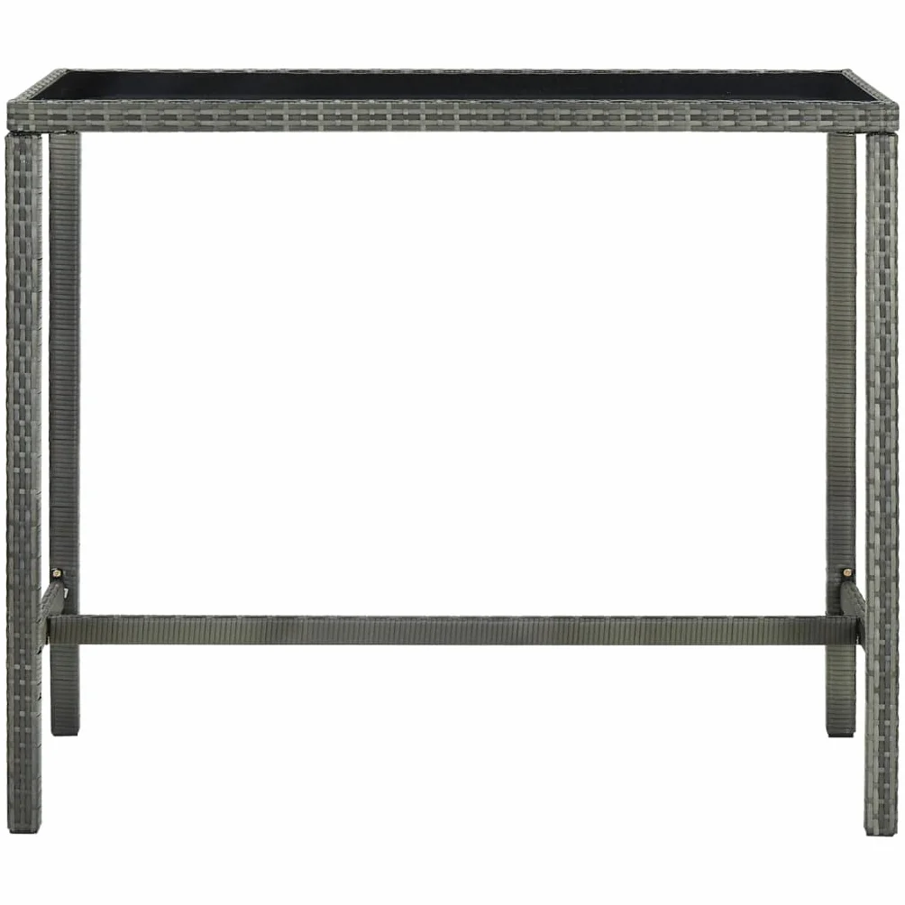 Tomostar Table de Bar Haute Extérieur Gris 130x60x110 cm Résine tressée Verre