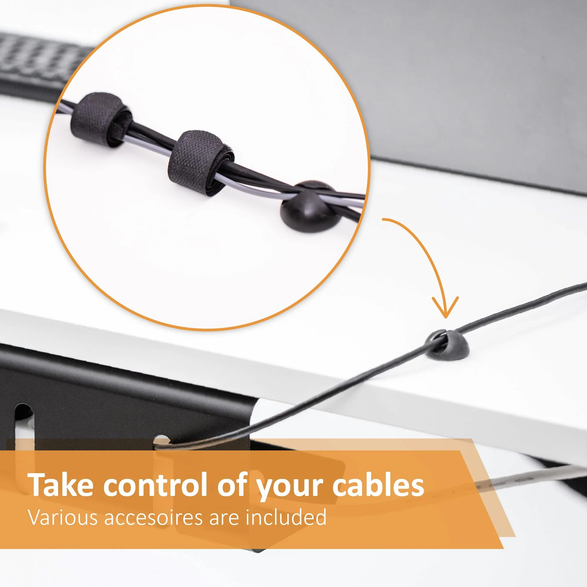 2 Pièces Cable Management Bureau Conduit de Câbles, Set Goulotte Passe Câbles Organisateur, Support Câble Chemins, 43cm x 12cm x 10cm Acier Revêtu, Capable de Tenir Charge 5kg, Noir