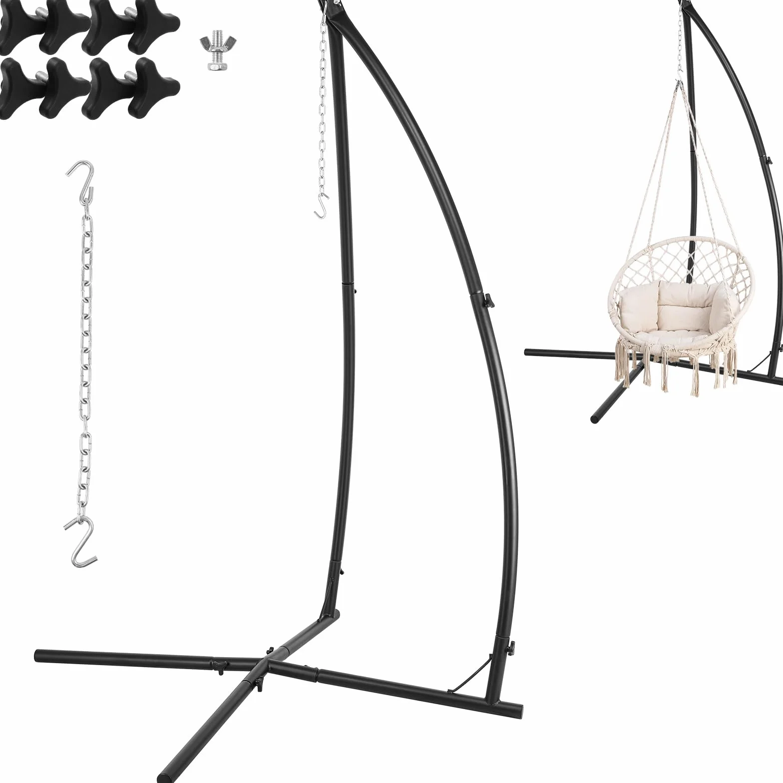 Support Hamac Chaise Suspendue Réglable Hauteur Charge Max 110 kg Balcon