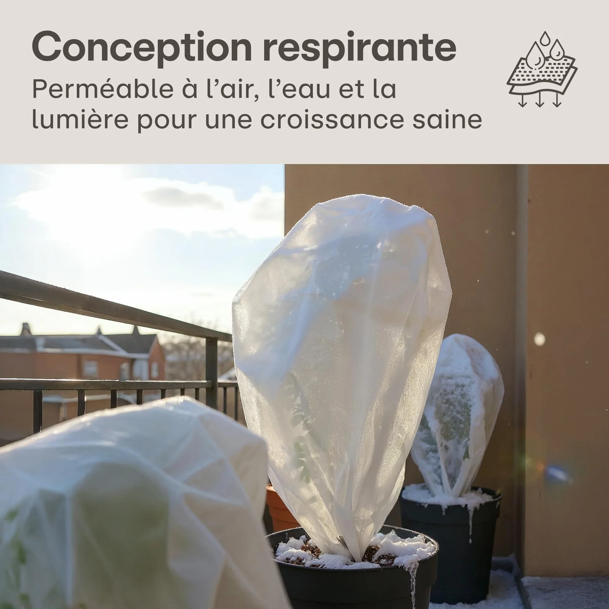Praknu Voile d’Hivernage en Rouleau pour Plantes Extérieures 50g/m² – 50m × 1m – Protection Contre le Gel et UV