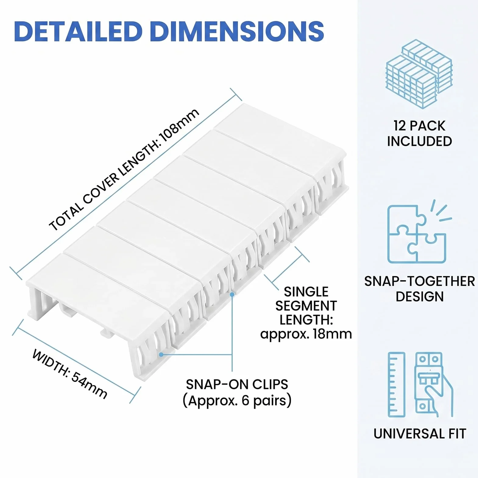 12 Pièces Cache-Fentes Pour Tableau Electrique, Cache Tableau Electrique, Cache-Trous Modulaires Pour Boîtier À Fusibles, Compatible Avec Legrand, Hager, Schneider Etc.