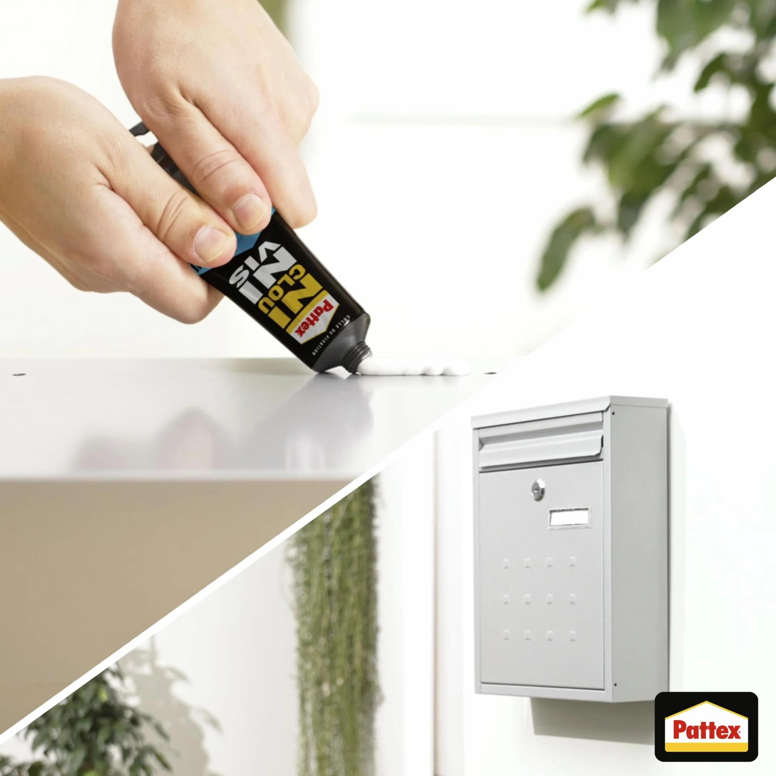 Pattex - Colle Ni Clou Ni Vis Résiste à l'Eau Multi-Matériaux (tube de 142 g) – Colle de fixation à maintien immédiat pour intérieur & extérieur – Mastic blanc flexible et repositionnable