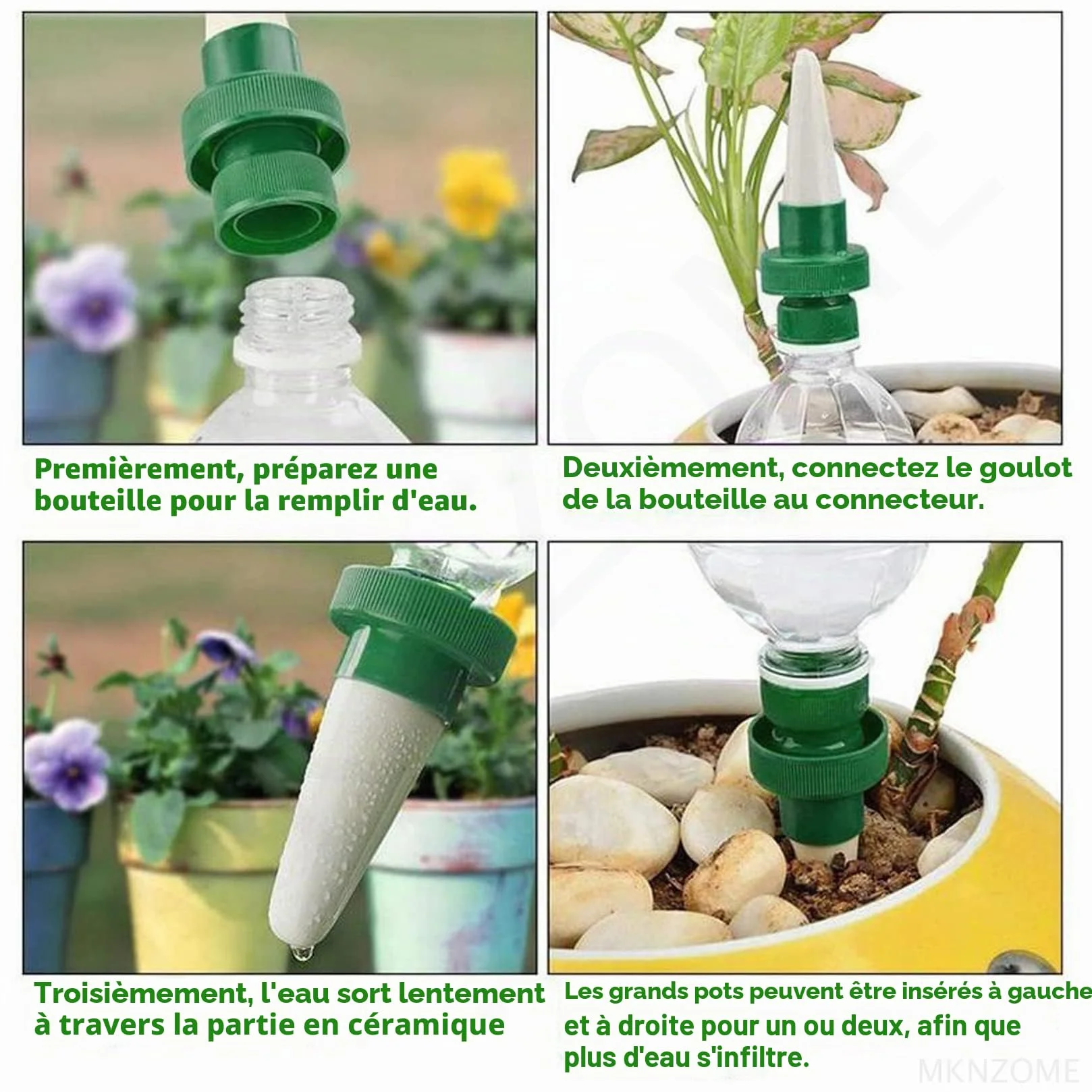 Arrosage Goutte à Goutte en Céramique 4 Pièces Système d'Irrigation Automatique pour Plantes Jardin
