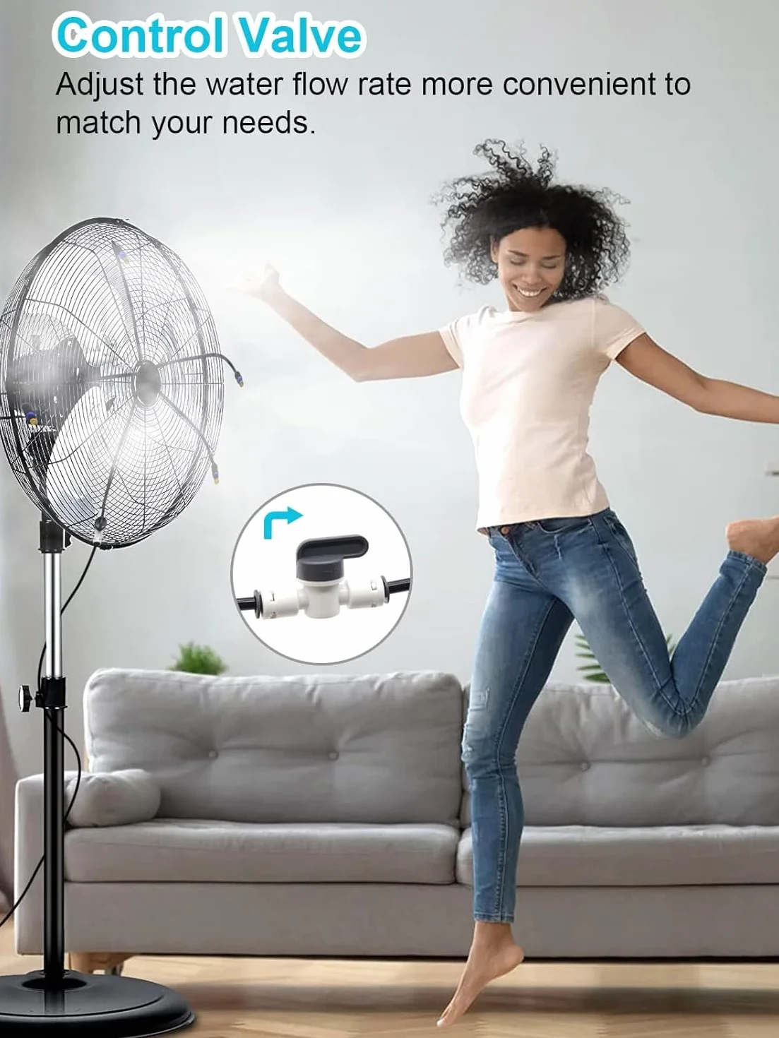 Tesmotor Kit de Refroidissement pour Ventilateur avec 4 Buses de Brouillard en Laiton
