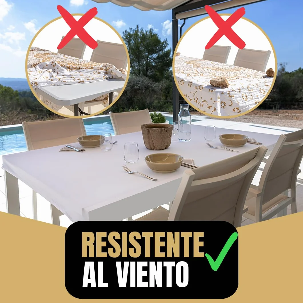 Lot de 2 Nappes Table Pliante 180 cm Blanches Housses Plateau Ajustées Tissu Spandex Déperlant Mariage Baptême