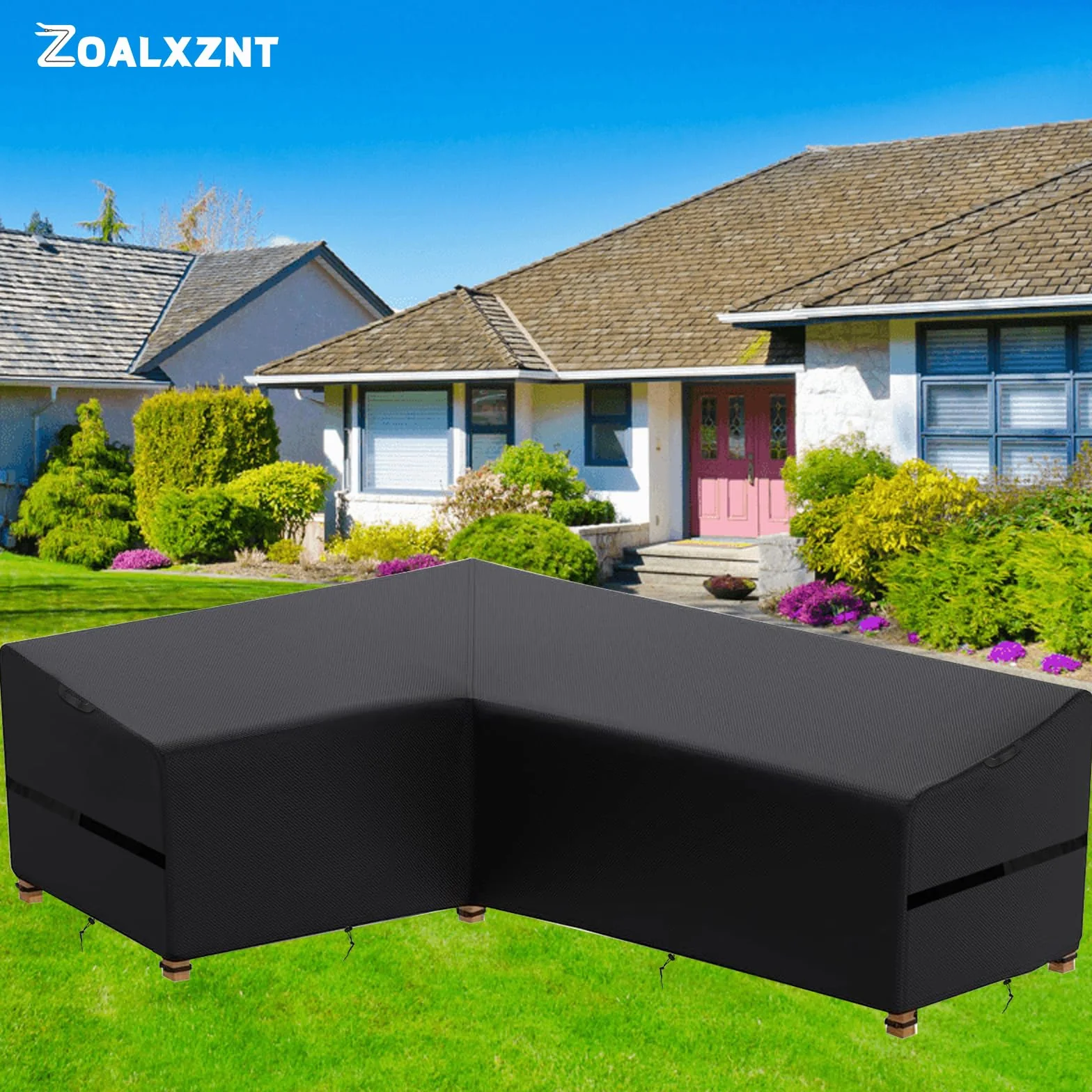 Housse de Protection pour Meubles de Jardin en Forme de L Imperméable 420D (210x270x60cm, Noir)