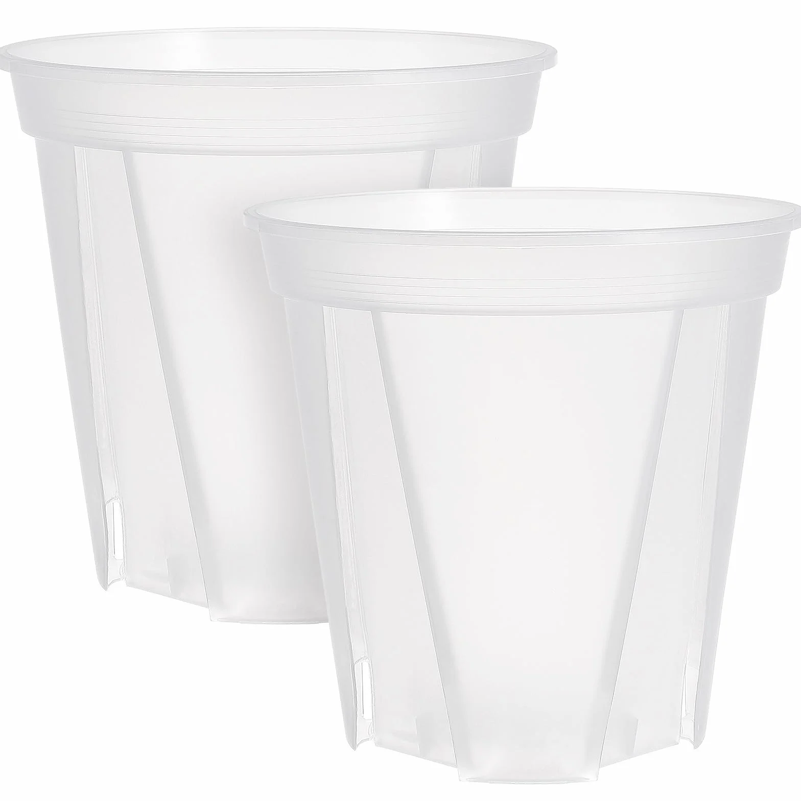 SEWACC Lot de 2 Pots de Pépinière Transparents 24 cm avec Trous de Drainage pour Succulentes Cactus Orchidées