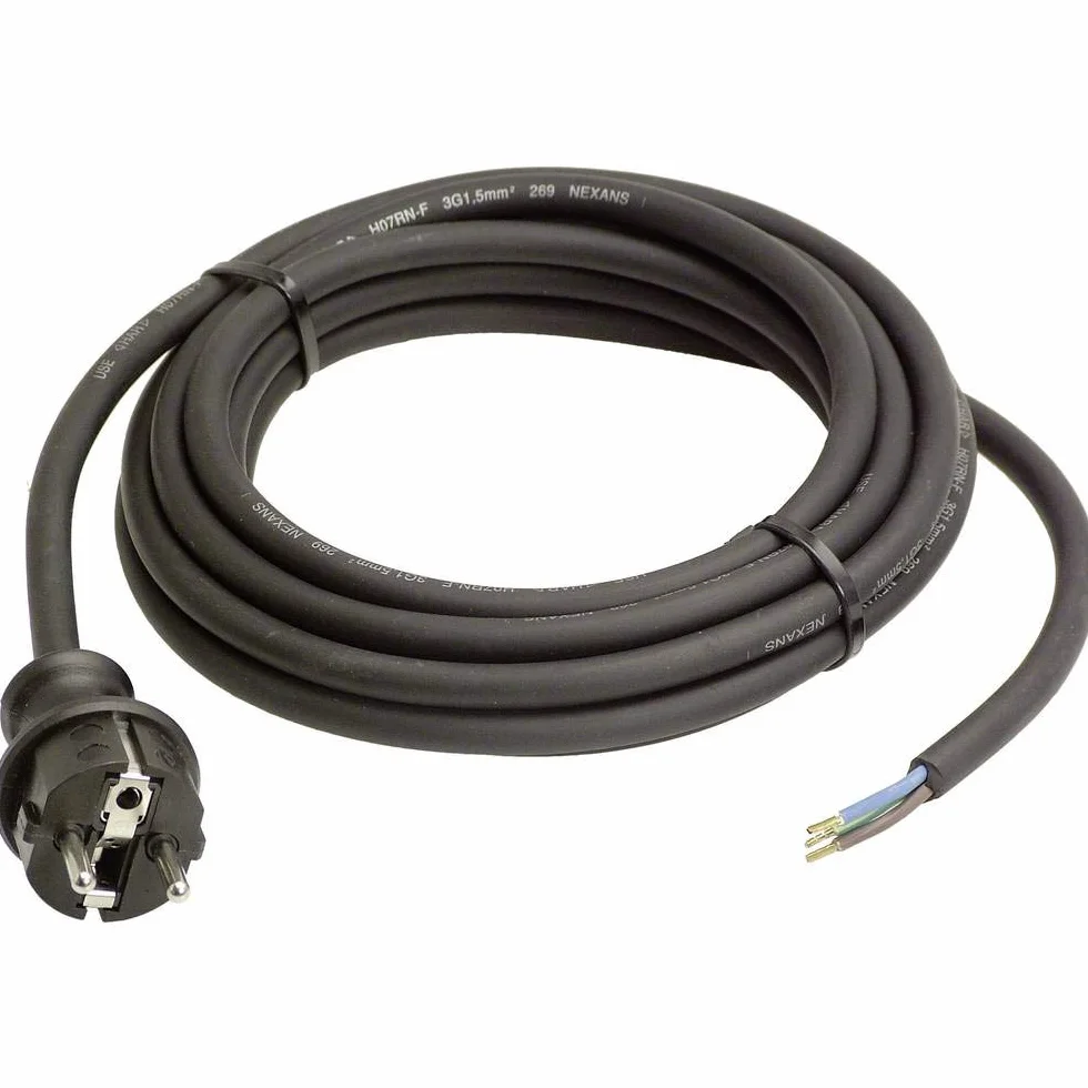 as - Schwabe Câble de raccordement en caoutchouc - H07RN-F 3G1.5, Noir, 4,5 m
