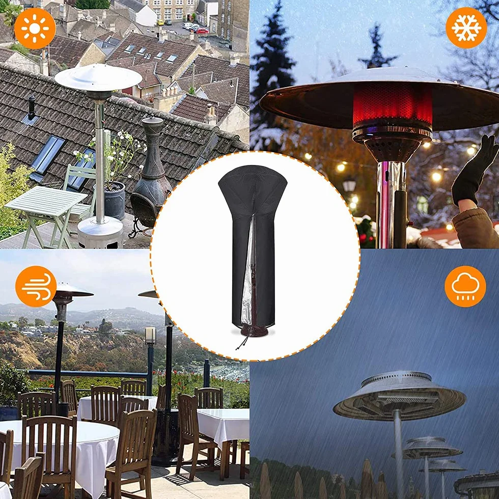 Housses de Chauffage Extérieur Imperméable 420D Oxford pour Chauffage de Terrasse 226 x 89 x 48 cm