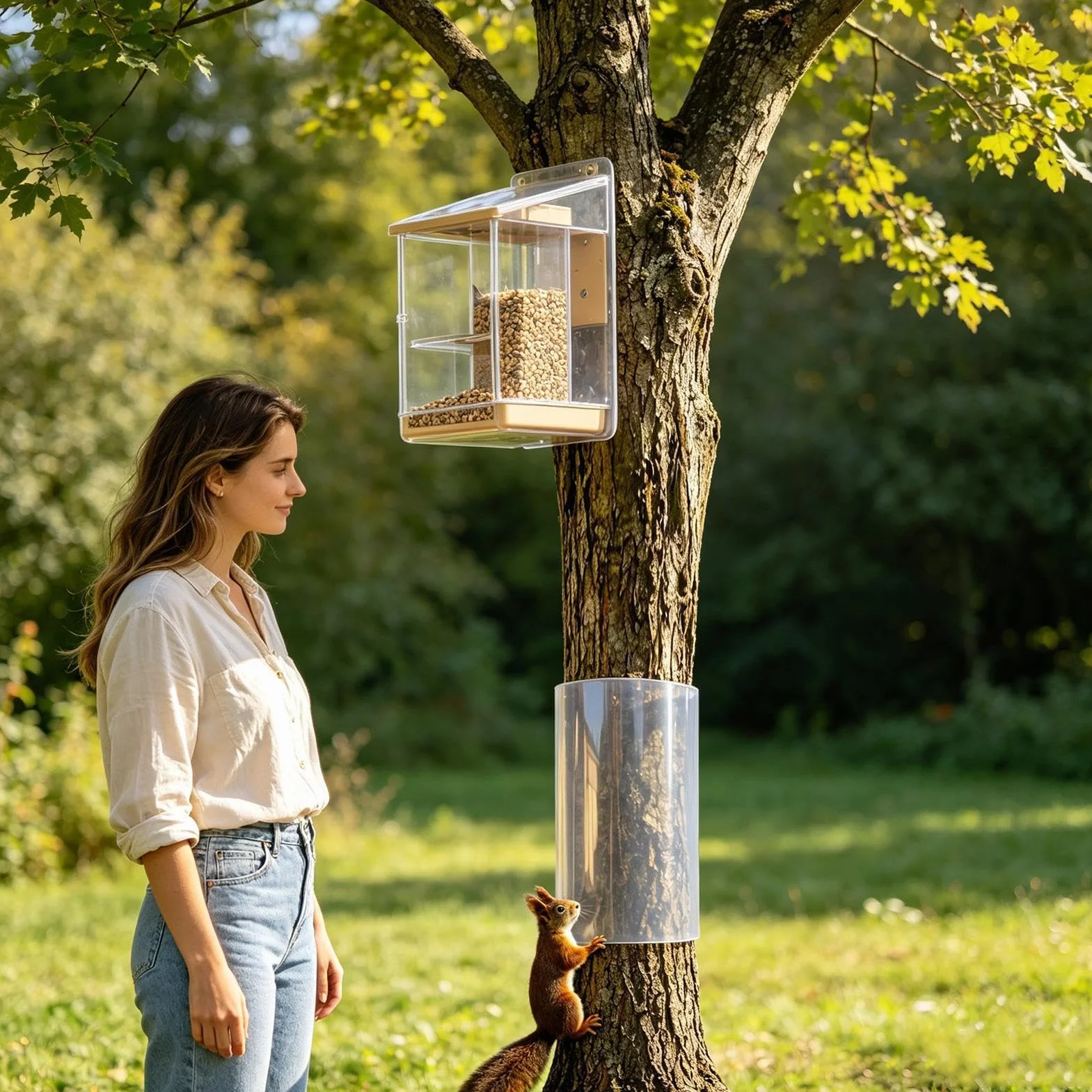 Déflecteur anti-écureuil pour mangeoire, transparent, imperméable, usage intensif, extérieur