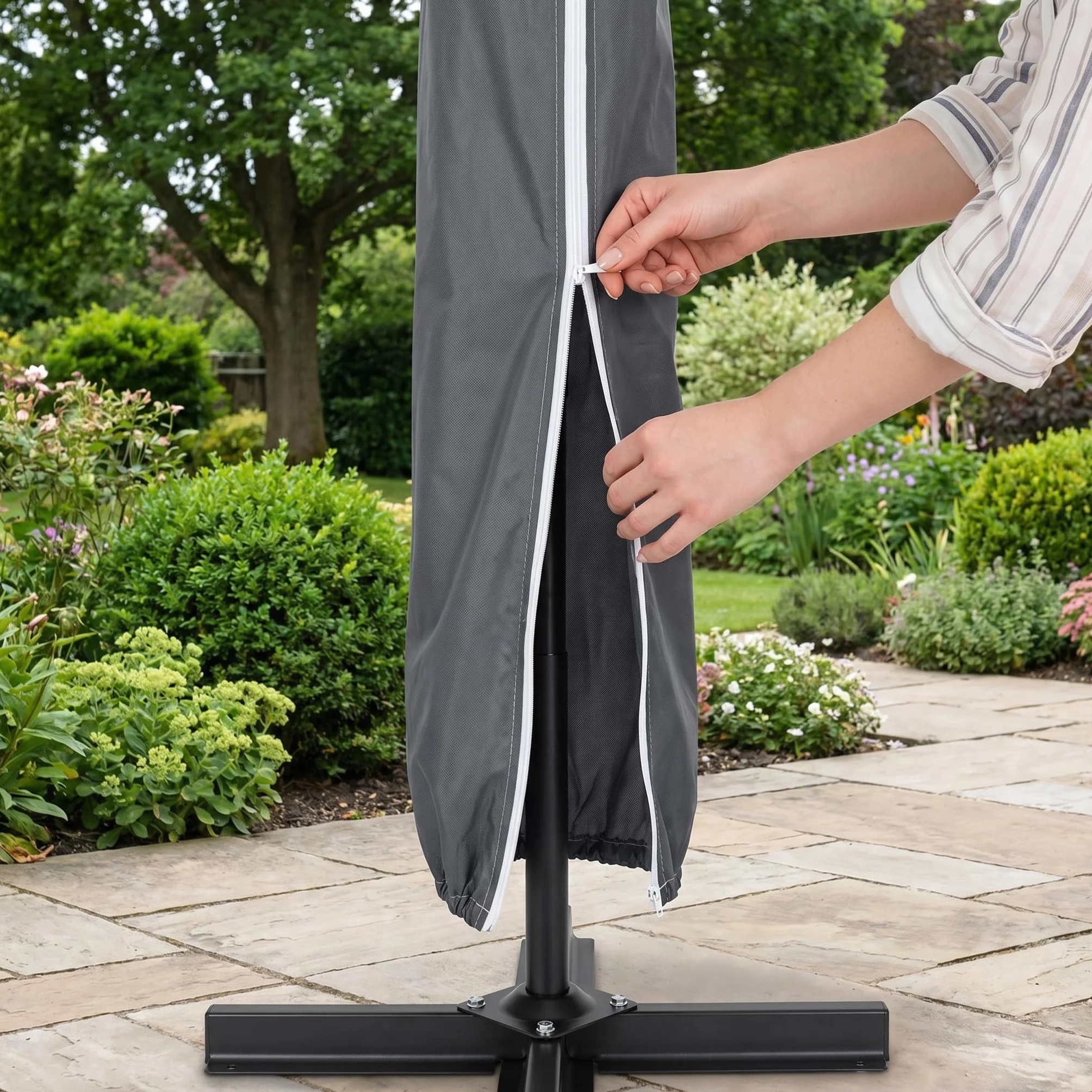 Housse de Protection Premium pour Parasol avec Fermeture à glissière et Baguette