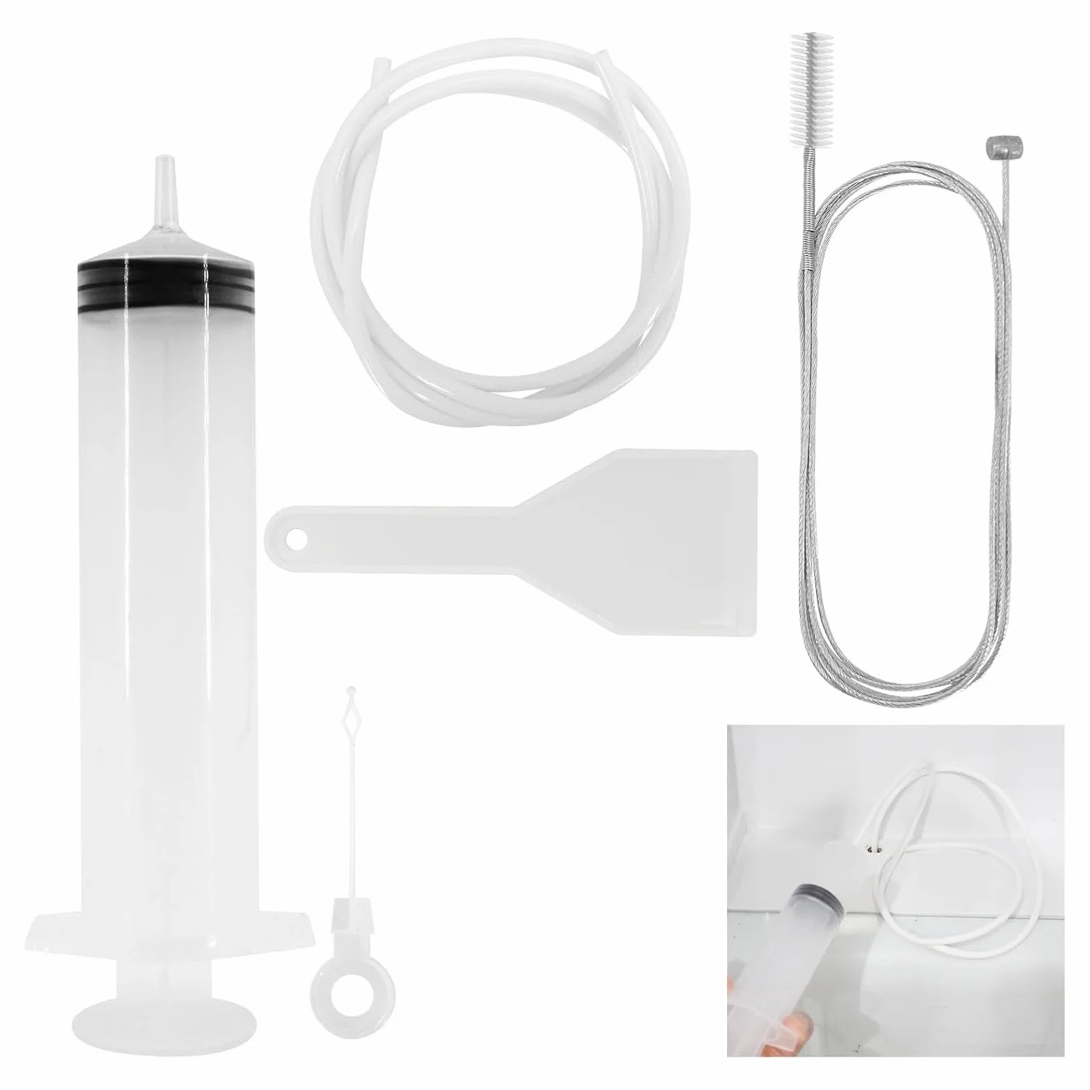 Kit de Nettoyage pour Réfrigérateur- Inclut Dragonne de Vidange et Outil Longueur 1,5m - Nettoyage Profond des Trous de Drainage et Joints - Accessoire Ménager Pratique