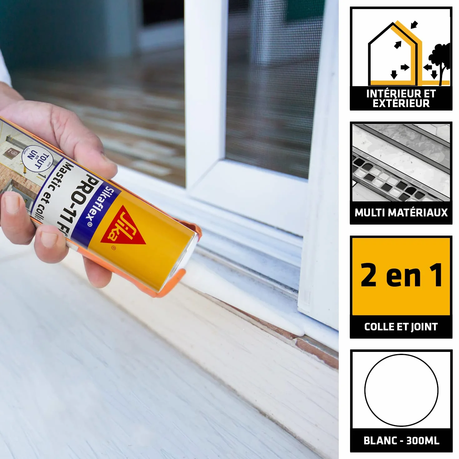 SIKA - Mastic polyuréthane PU tout en 1 - Sikaflex PRO 11 FC Purform Blanc - Collage puissant - Mastic multi-matériaux - Etanche - Intérieur et Extérieur - Construction et Bricolage - 300ml