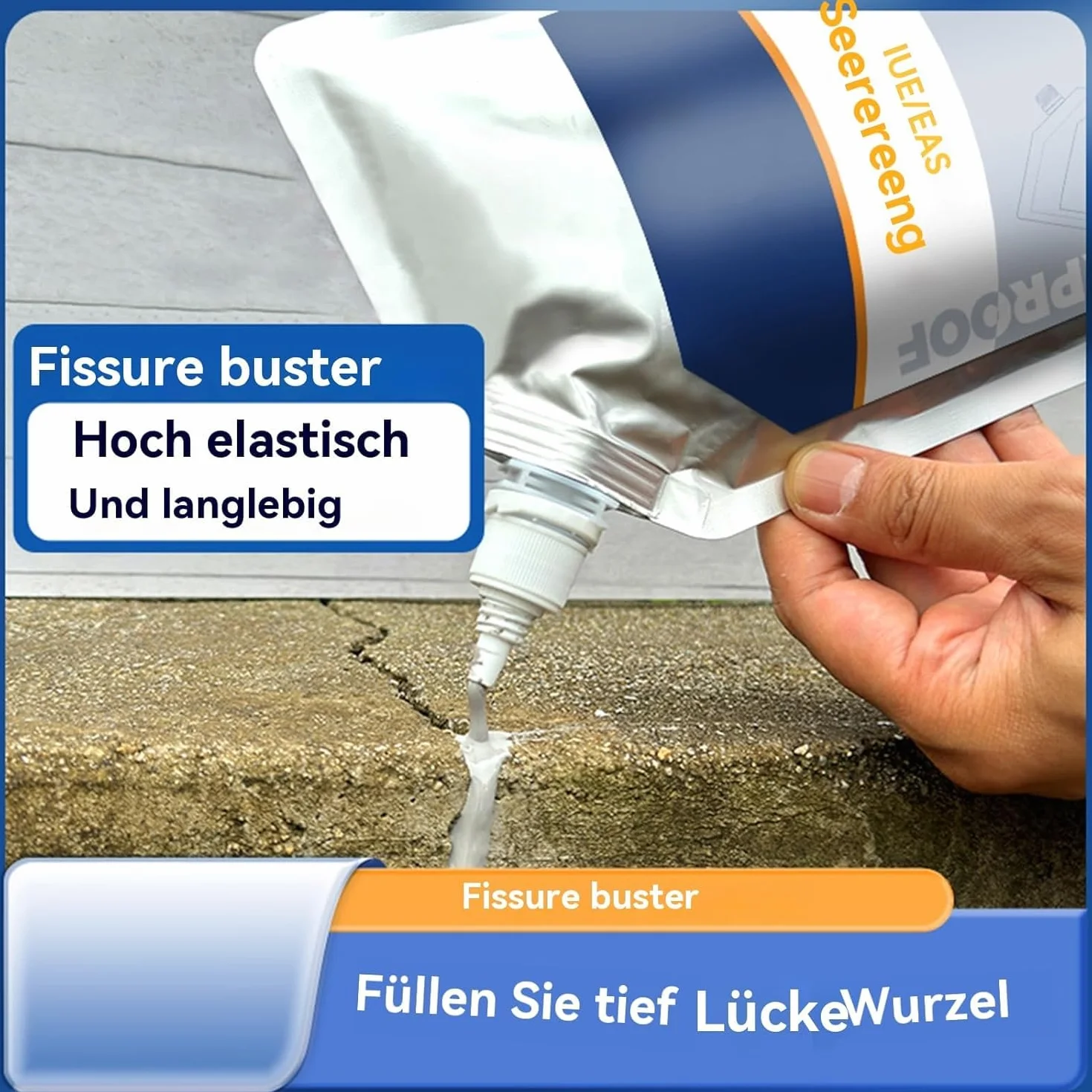 Mastic de réparation étanche pour Fissures de béton, 500 ml, Colle multi-usages pour réparer fissures dans dalles de béton, Ciment Liquide à séchage rapide, les sols et les murs (500 ml)