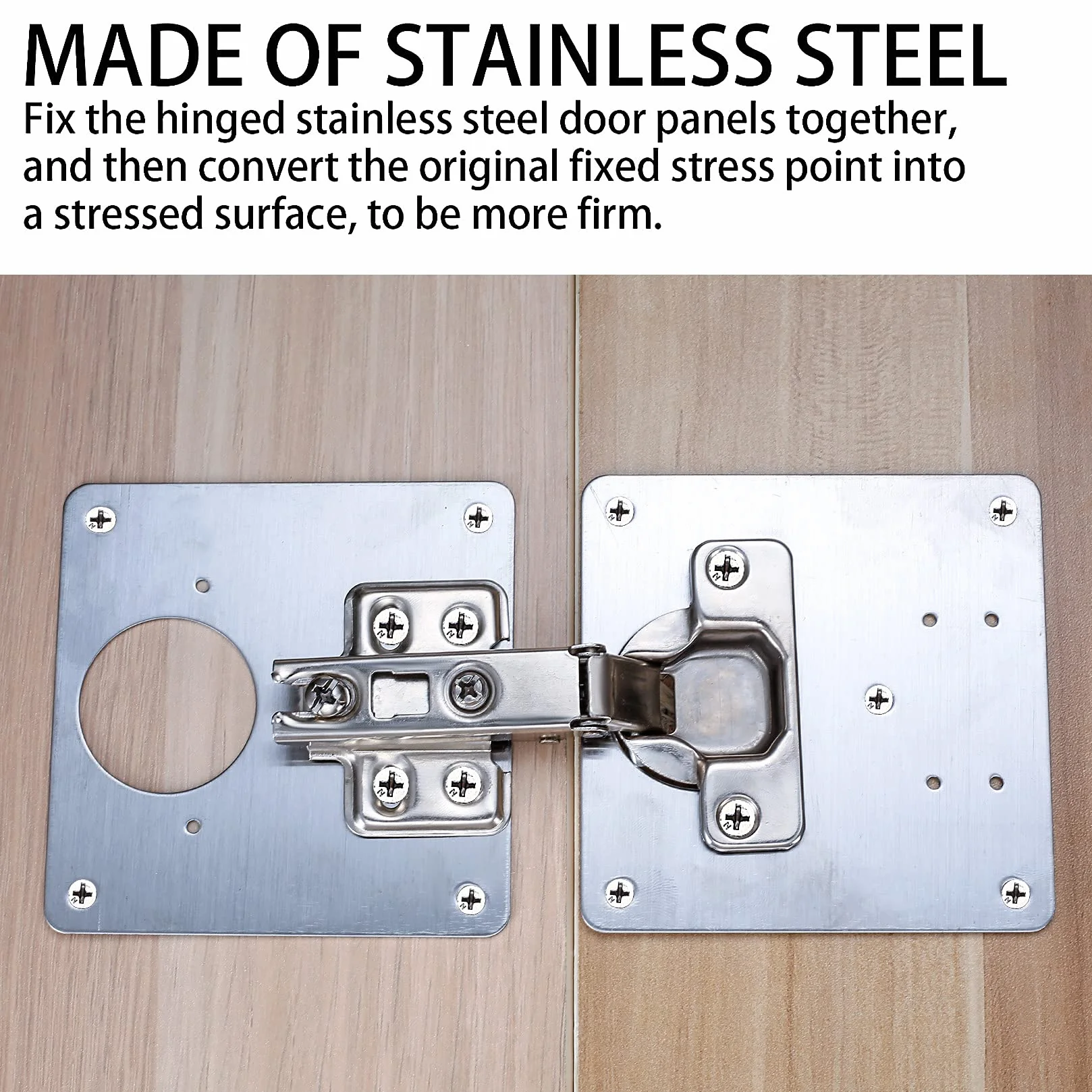 Lot de 4 supports de charnières inox avec trous, quincaillerie de placards pour cuisine et portes, charnières à plat, plaques de réparation 32 vis