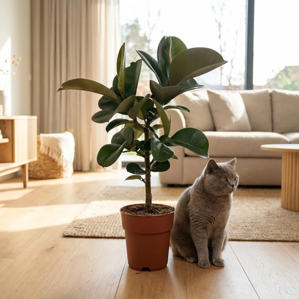 Ficus Elastica Cloe Plante d'intérieur Vert Pot 19cm Hauteur 65cm