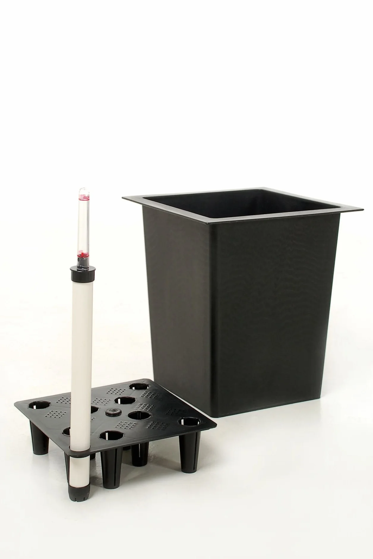 VIVANNO Bac à Fleurs en Plastique avec Kit d'Arrosage 34x34x32 cm Noir