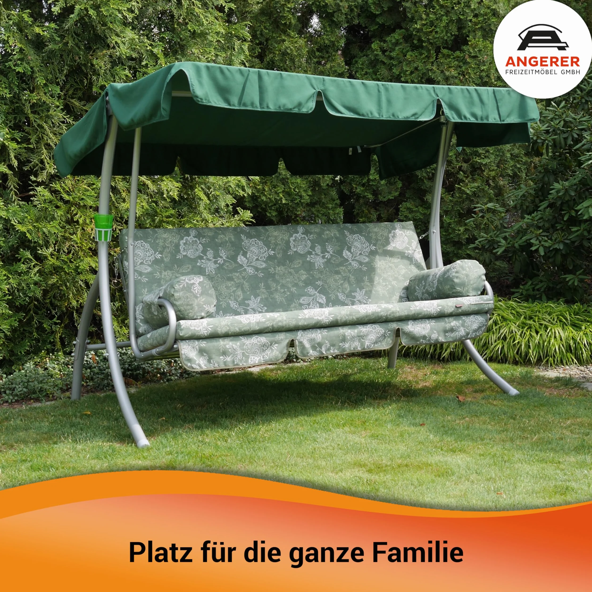 Angerer Balancelle de Jardin Trend 3 Places Convertible en Lit Acier Galvanisé Toit Ajustable Coussins Lavables 270 kg
