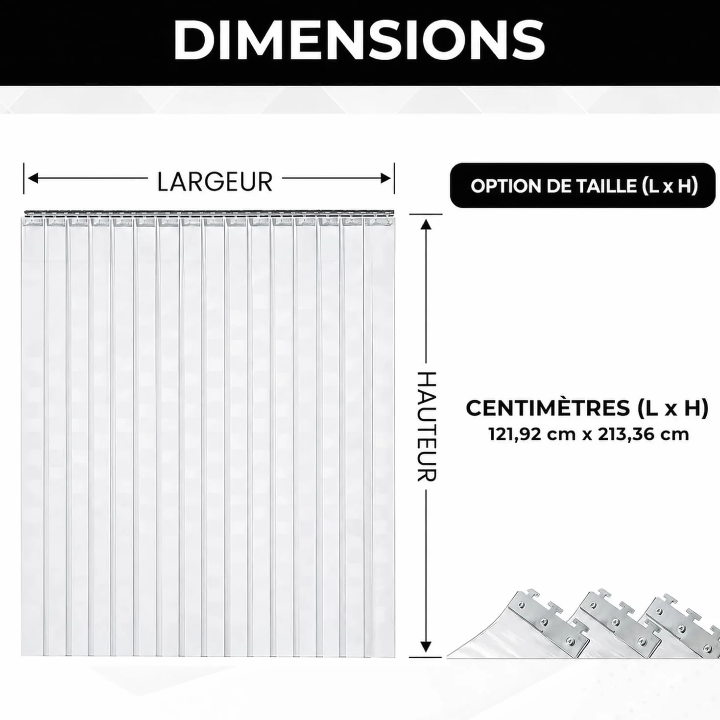Rideau de Porte Transparent PVC kit de Bande de Plastique Lisse 120cmx210cm métanche Standard congélateurs commerciaux entrepôts garages Lutte antiparasitaire Vinyle résistant AP1173