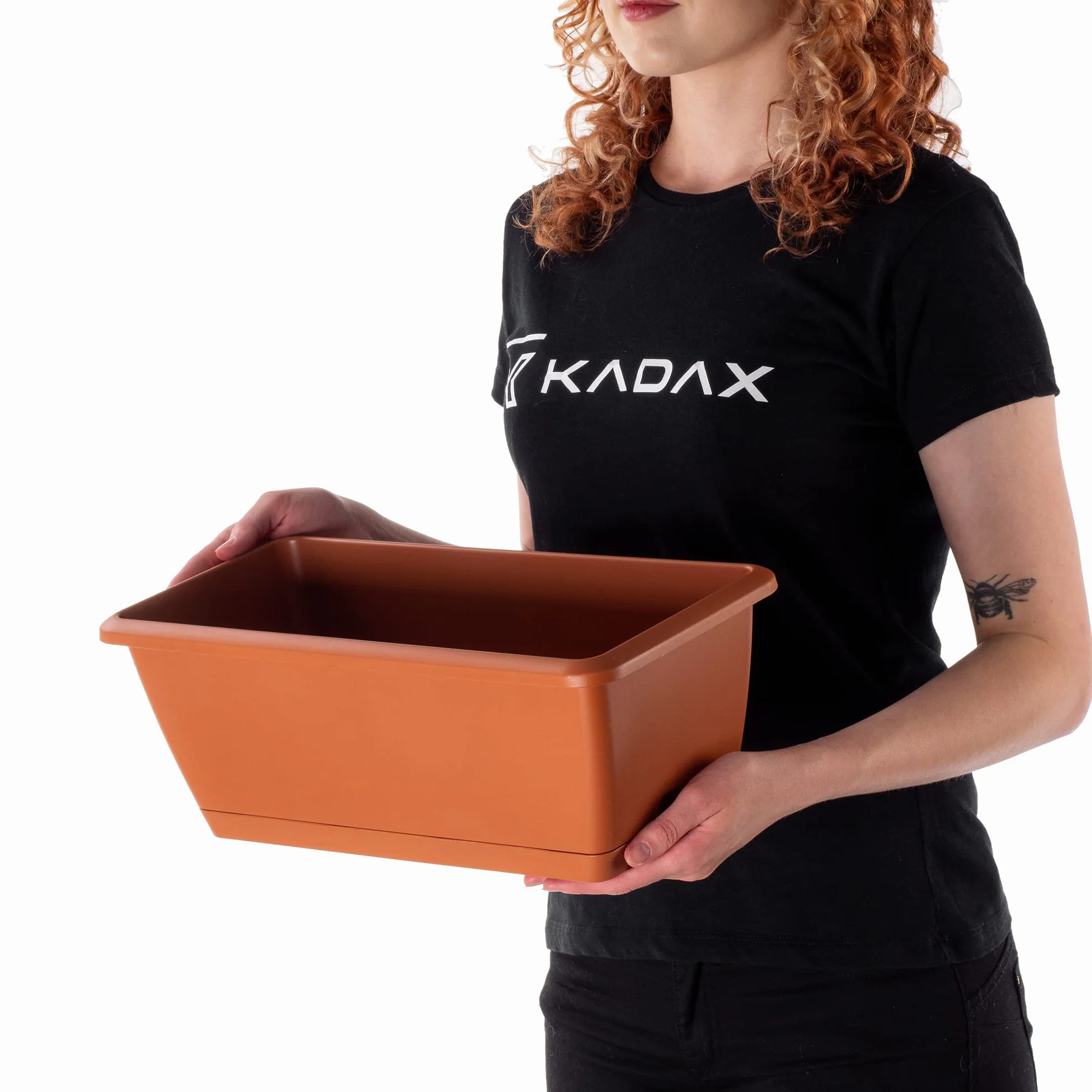 KADAX Pot de fleur 40 cm Terre cuite - Pot de plantation en plastique avec sous-plat résistant aux intempéries