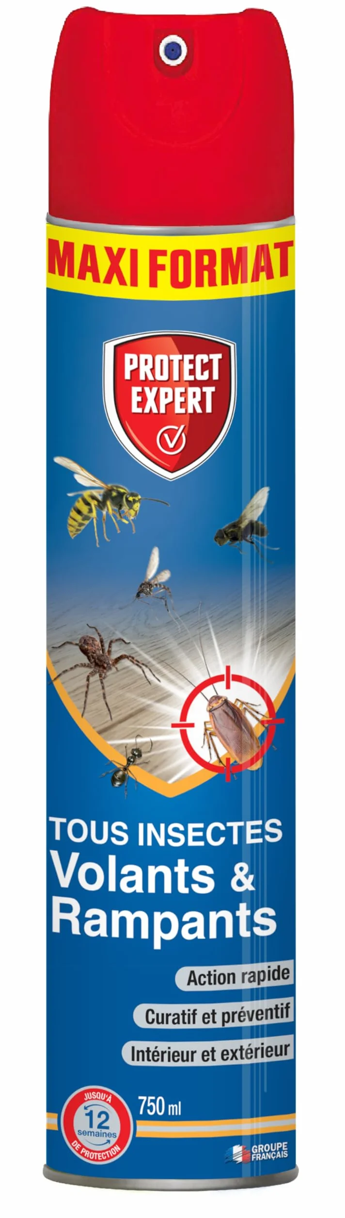 PROTECT EXPERT Foudroyant Insectes Volants & Rampants 750ml Action Curative Et Préventive