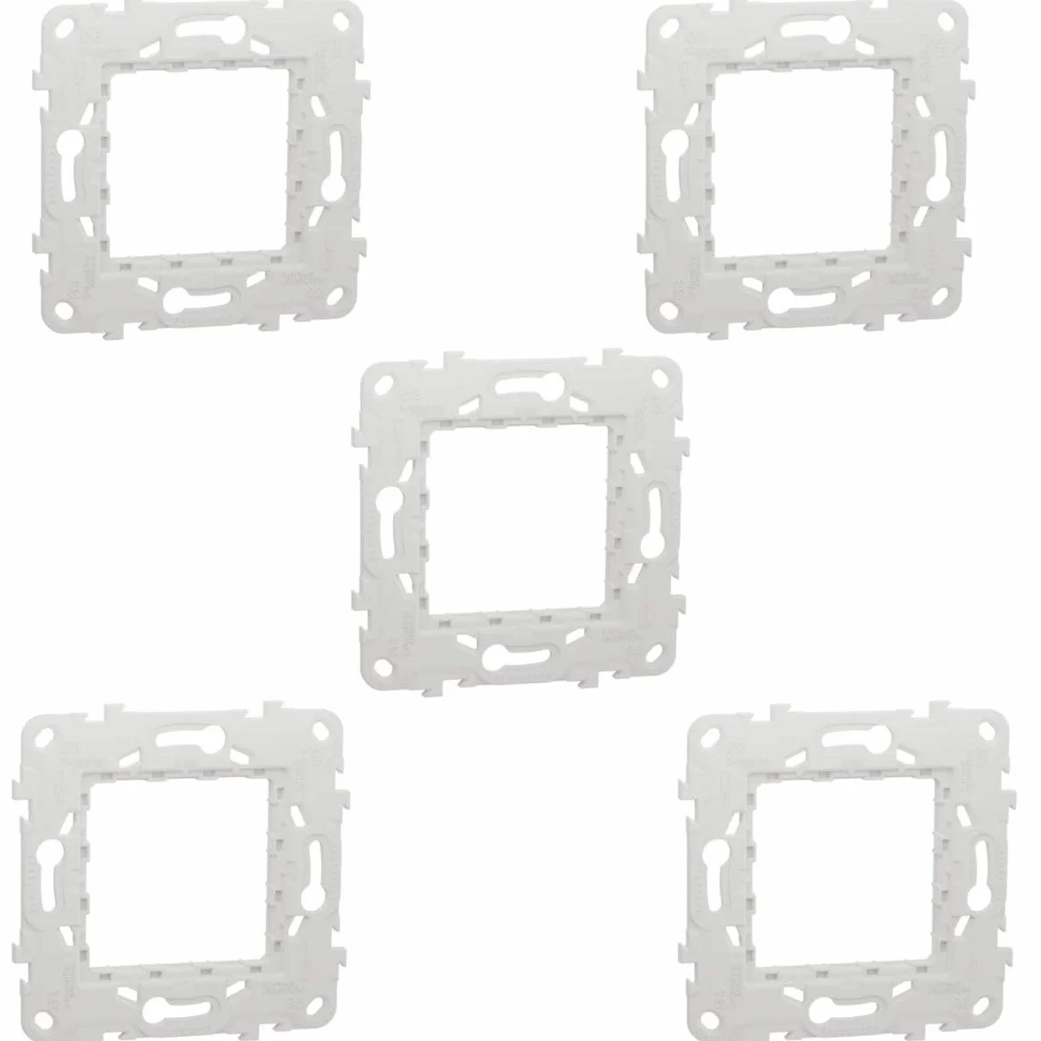 RASMACOR Lot de 5 châssis en plastique sans griffes SCHNEIDER New Unica NU7002P | Châssis en plastique pour série New Unica | 2 modules