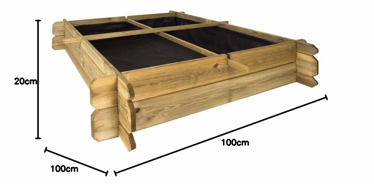 Faura Carré potager urbain au sol en bois 4 compartiments