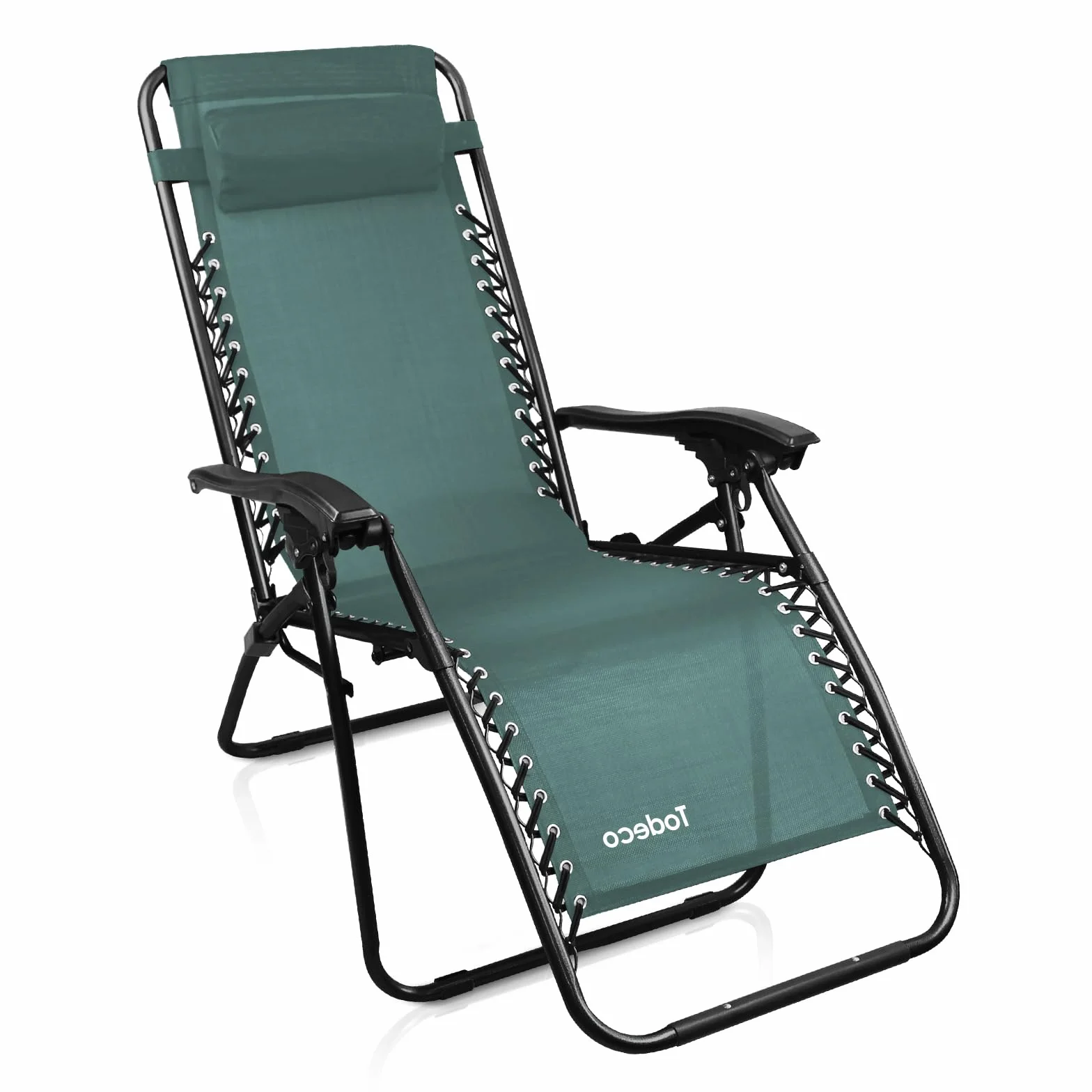 Todeco Chaises Longues Zéro Gravité Pliables en Textilène Respirant avec Repose-Tête, Vert