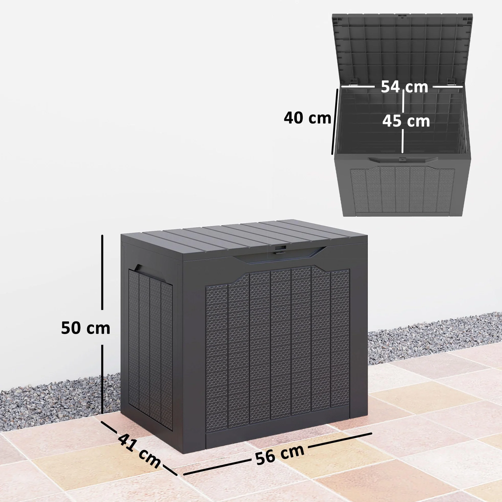 Outsunny Coffre de rangement extérieur 93L étanche 56 x 41 x 50 cm noir