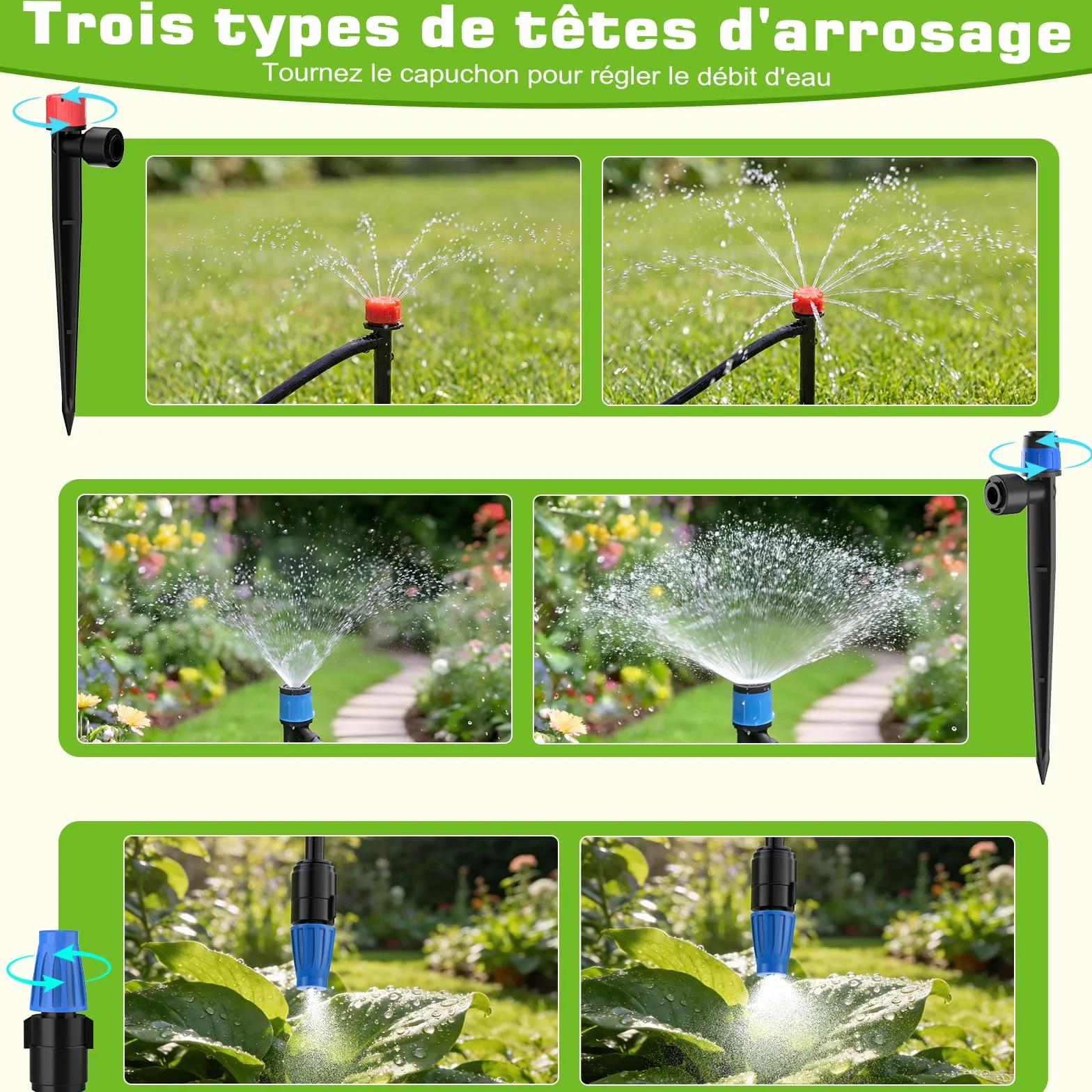 Système d'irrigation Jardin Kit Goutte à Goutte avec Programmateur Arrosage Automatique Tuyau 50m 80Pcs