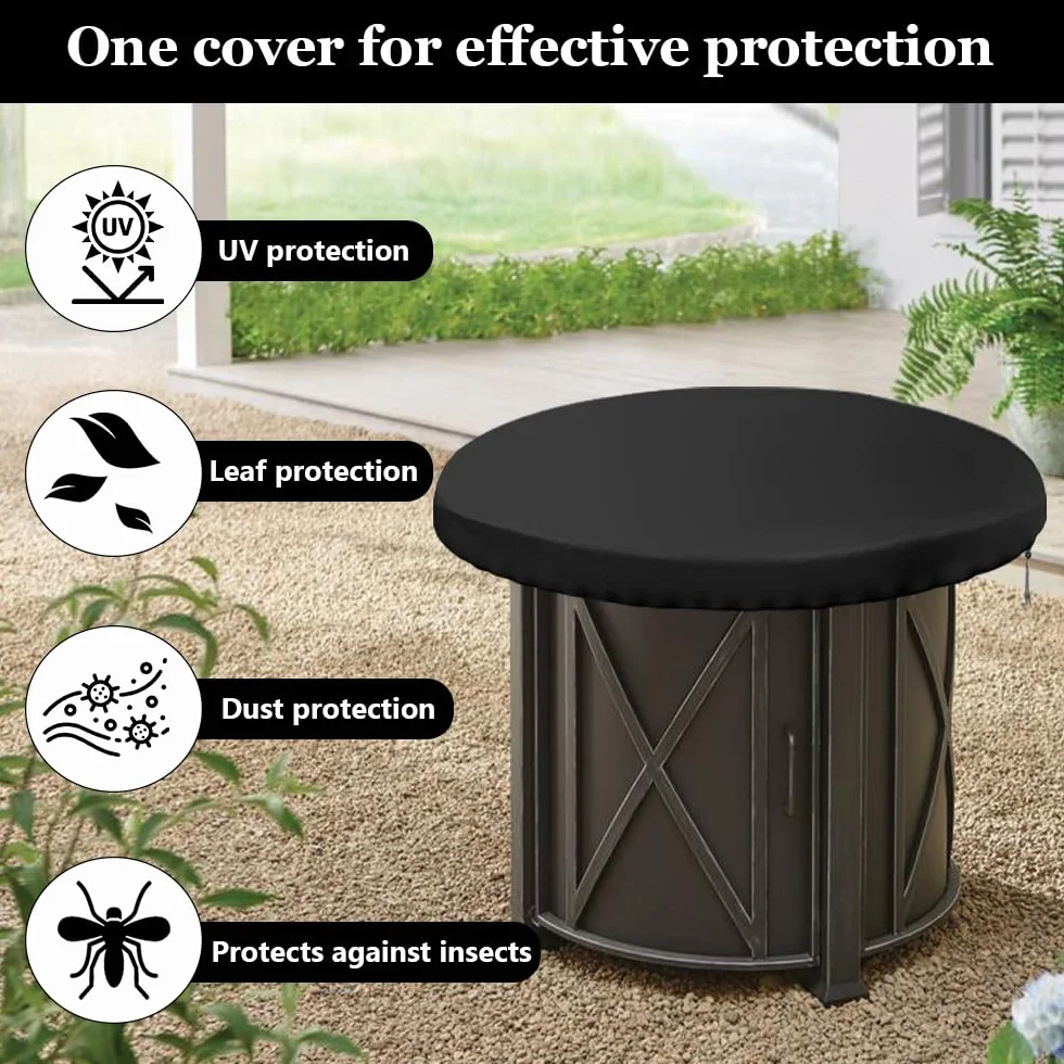 Housse de Protection pour Plaque de Feu 420D Ronde 100 cm Anti-UV Etanche Oxford Noir