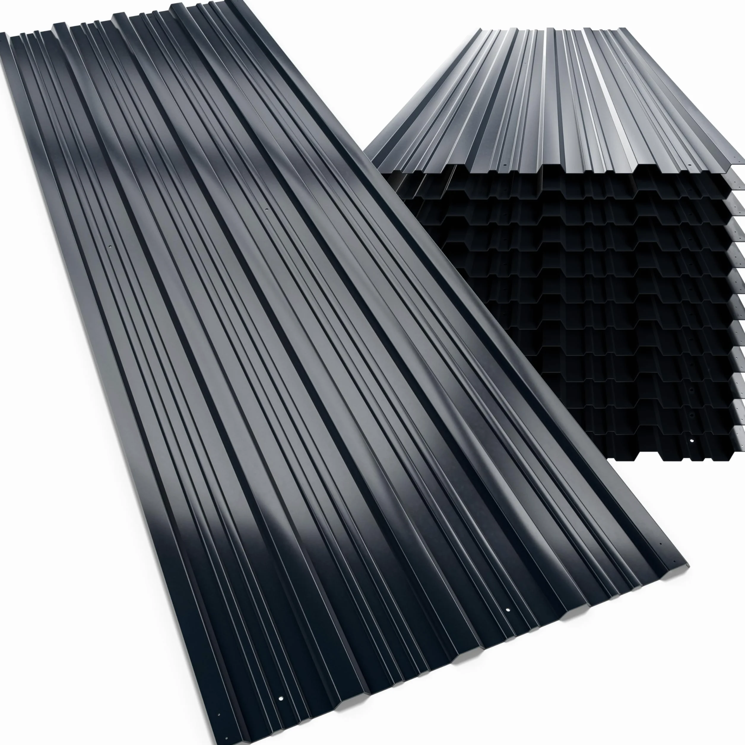 GARDEBRUK® 12x Tôles de bardage 129x46cm 7m² tôle trapézoïdale ondulée profilée résistante intempéries galvanisé plaque abri de jardin anthracite