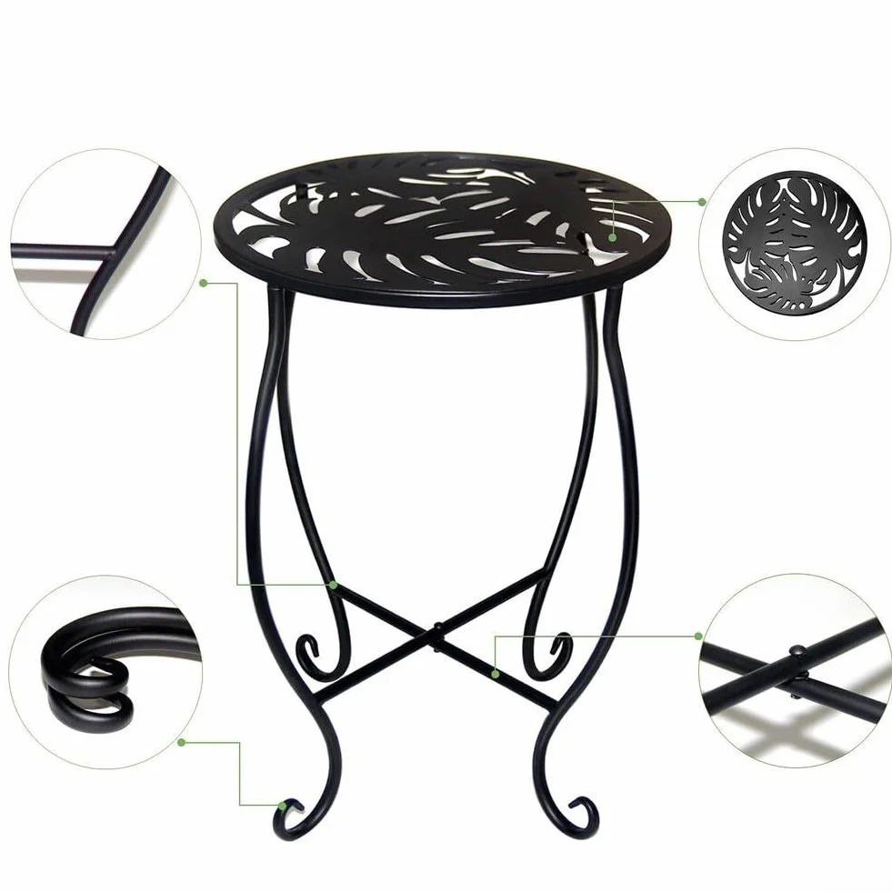 Table d'appoint d'extérieur ronde 20,3 cm métal antirouille pour patio moderne