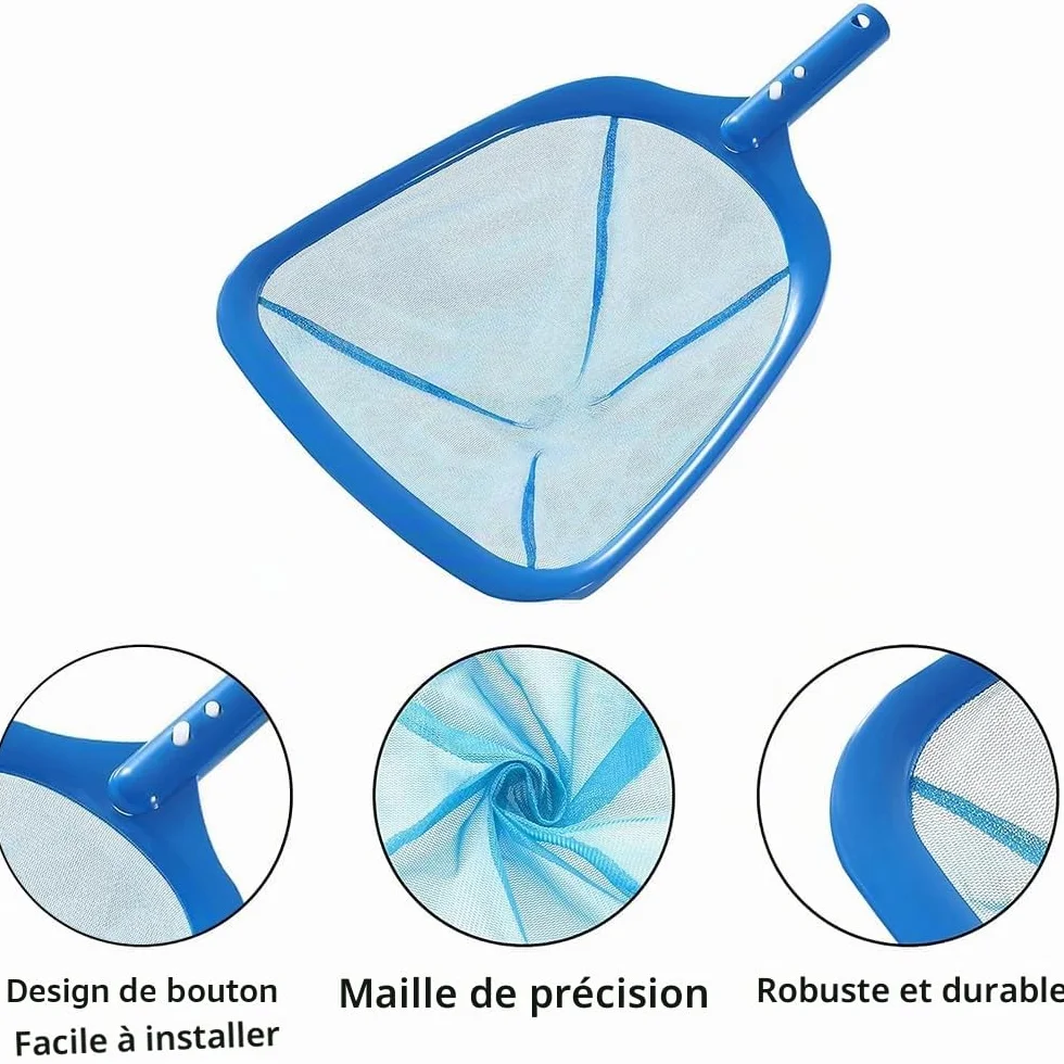 Epuisette Piscine avec Manche Telescopique 187cm, Maille Extra Fine, Brosse Piscine, Kit Nettoyage