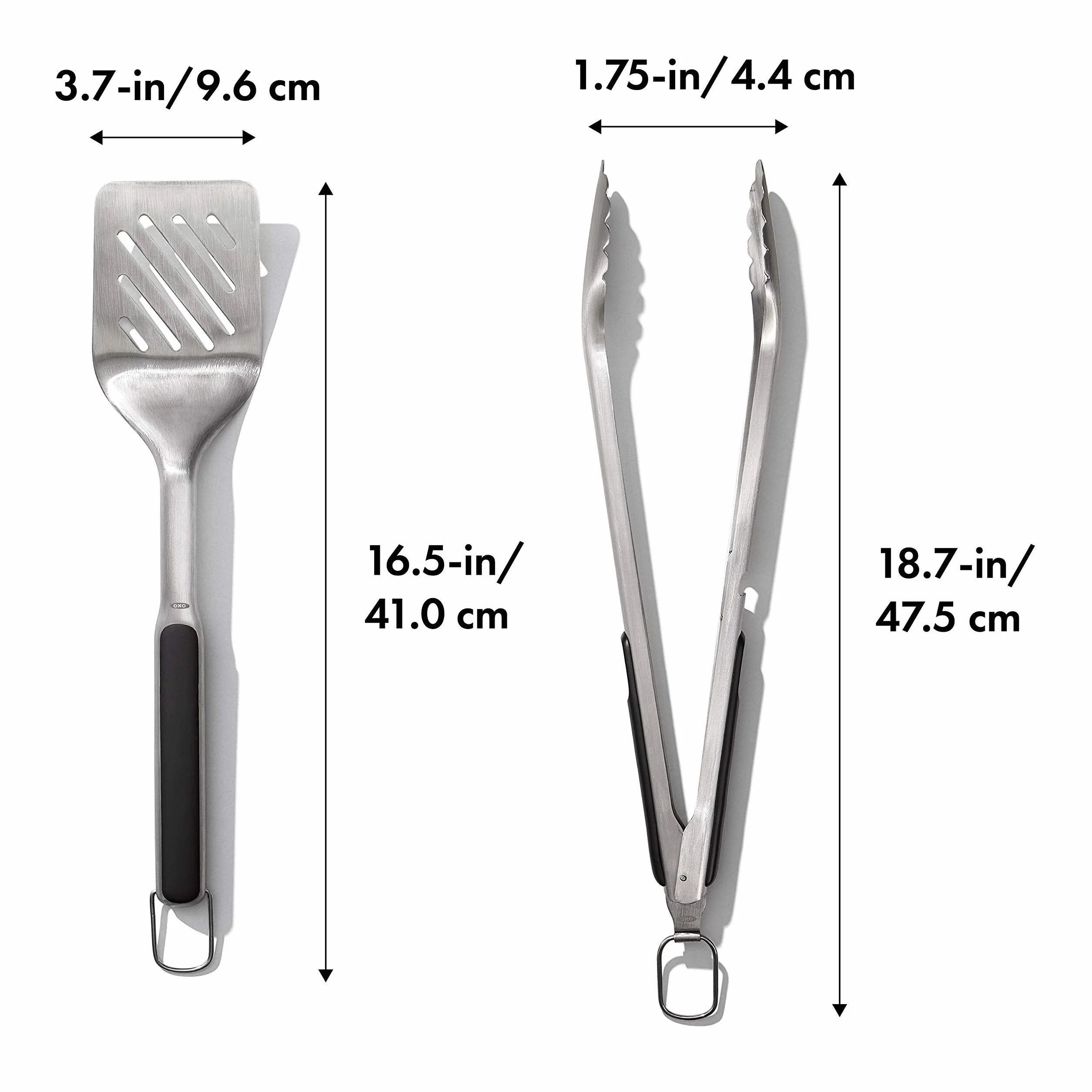 OXO Good Grips Juego de espátula y pinzas para barbacoa de Acero inoxidable