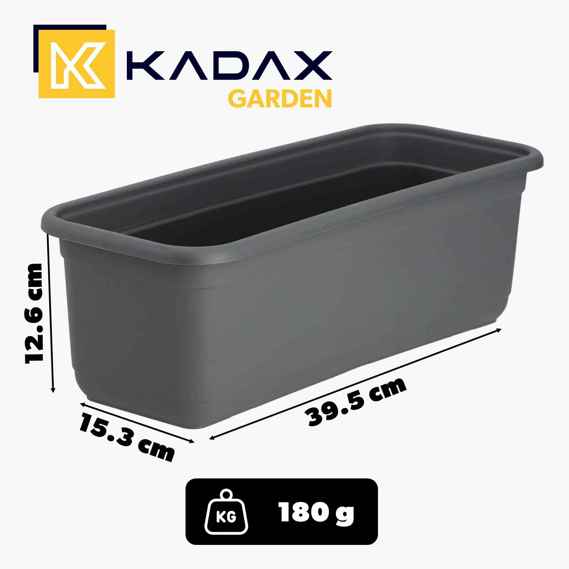 KADAX Jardinière 40 cm anthracite - Pot de fleurs pour balcon terrasse extérieur