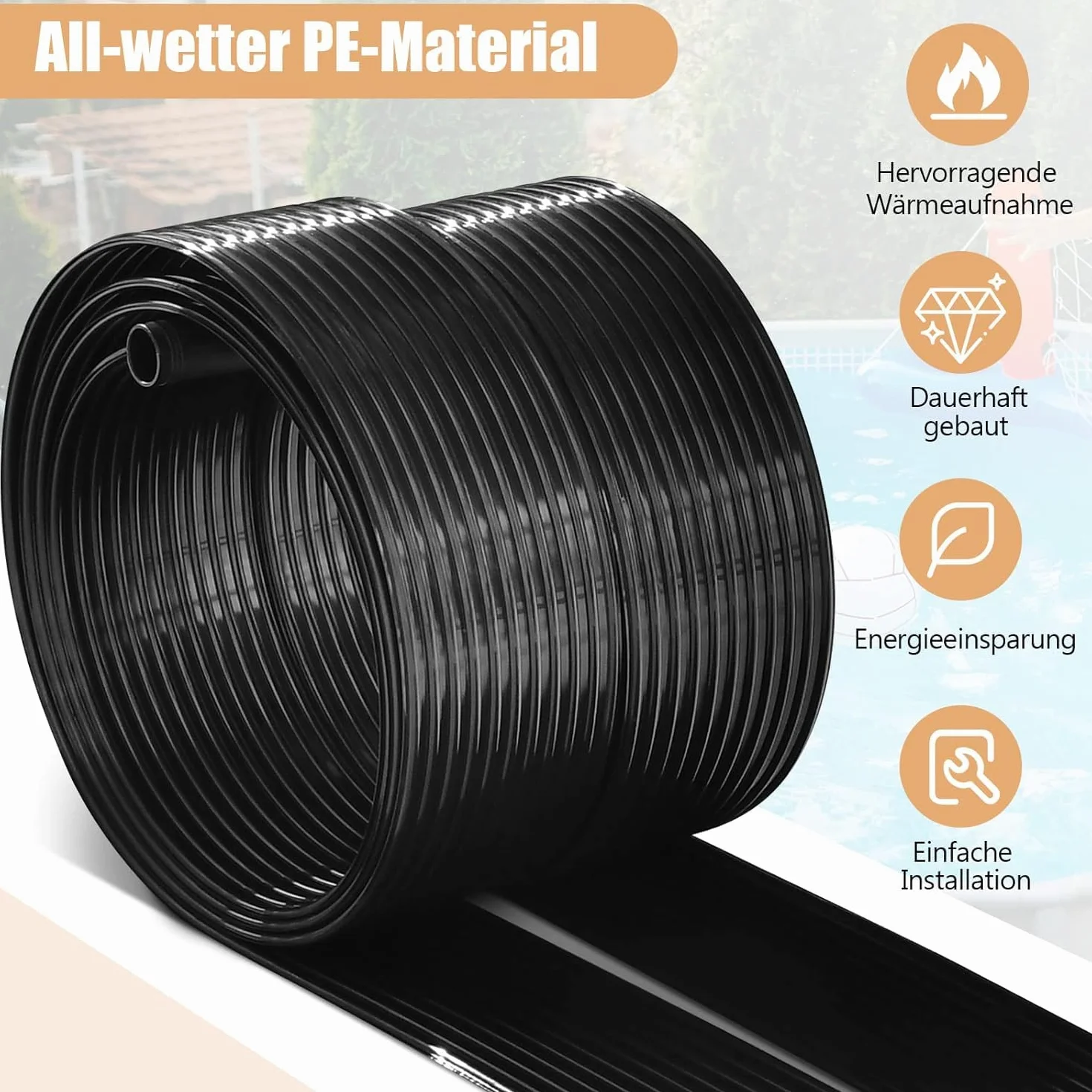 FANTASK Panneau Solaire pour Piscine 300x75 cm Chauffage Solaire UV résistant Noir