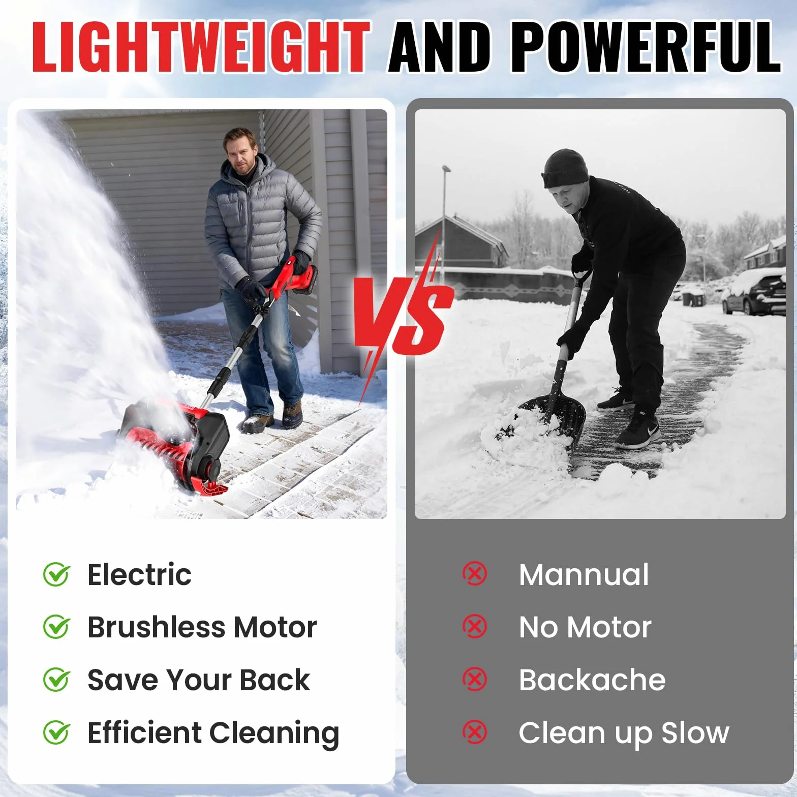Fraise à Neige sans Fil 1000W 30 cm 2×2,0Ah Batteries Moteur sans Balais