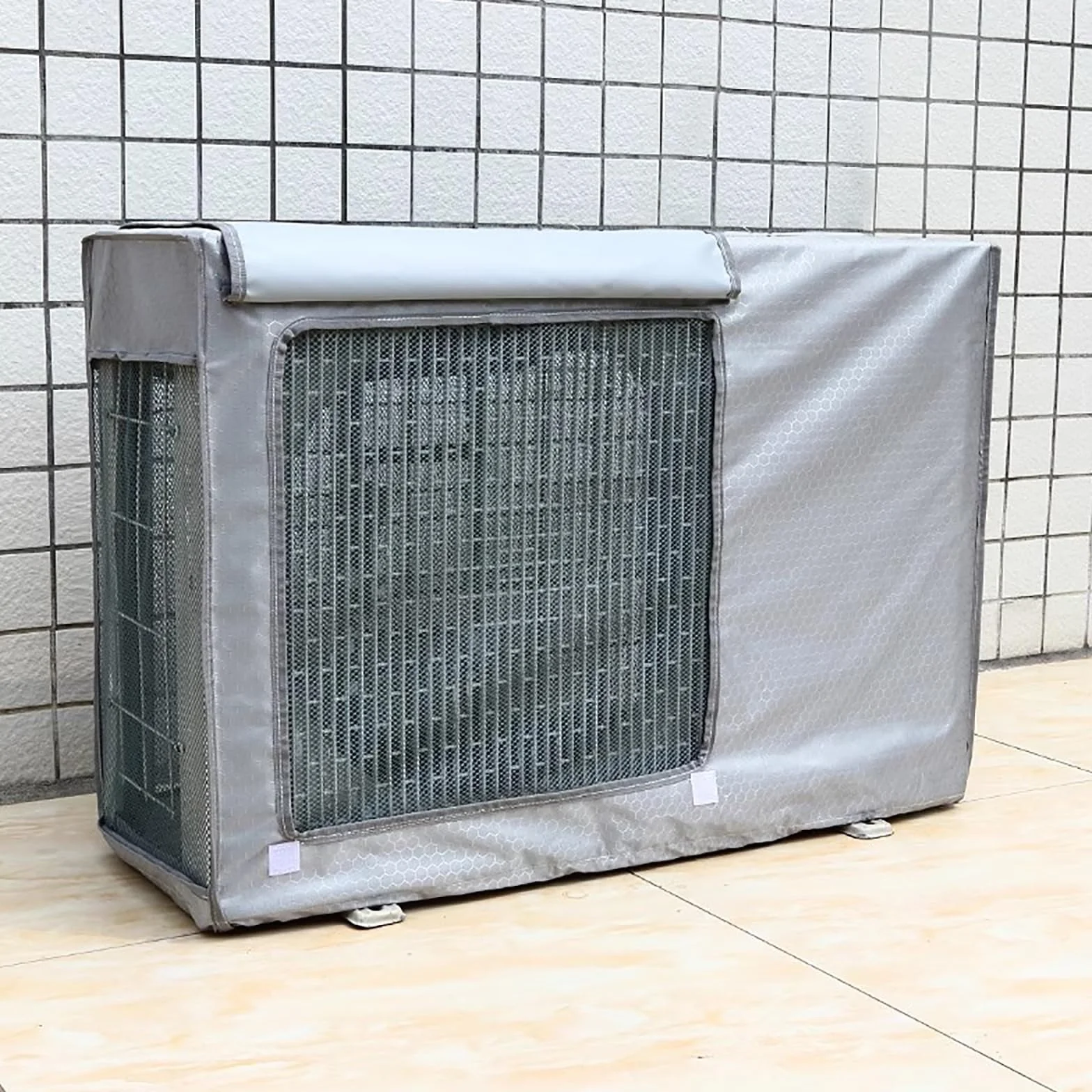 Housse de Climatiseur Exterieur Tissu Oxford 600D Imperméable Protection Universelle 100x43x80cm Argent