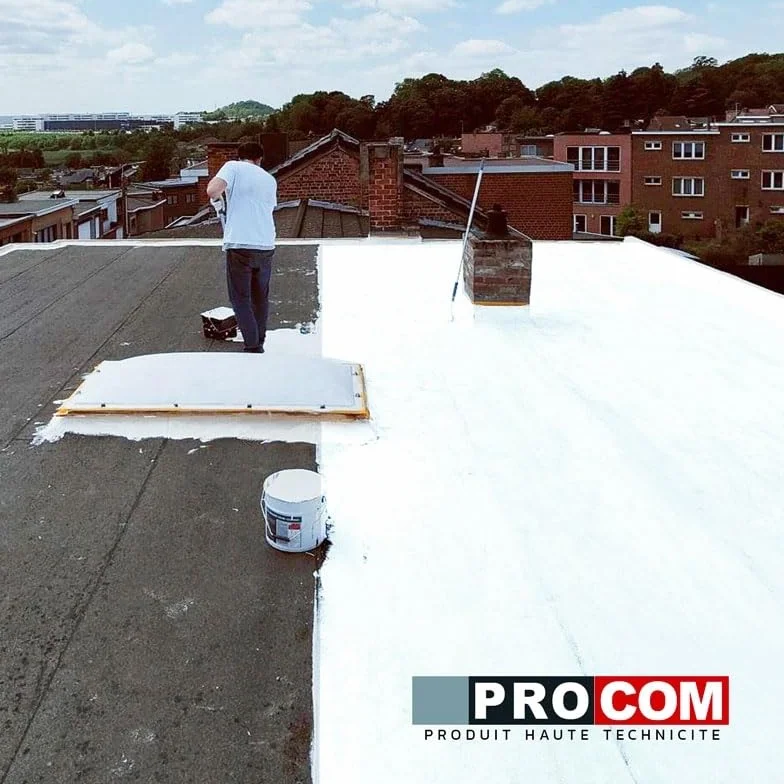 PRO COM Peinture toiture étanche Cool Roof, peinture réfléchissante blanche, anti chaleur 2.5 litres