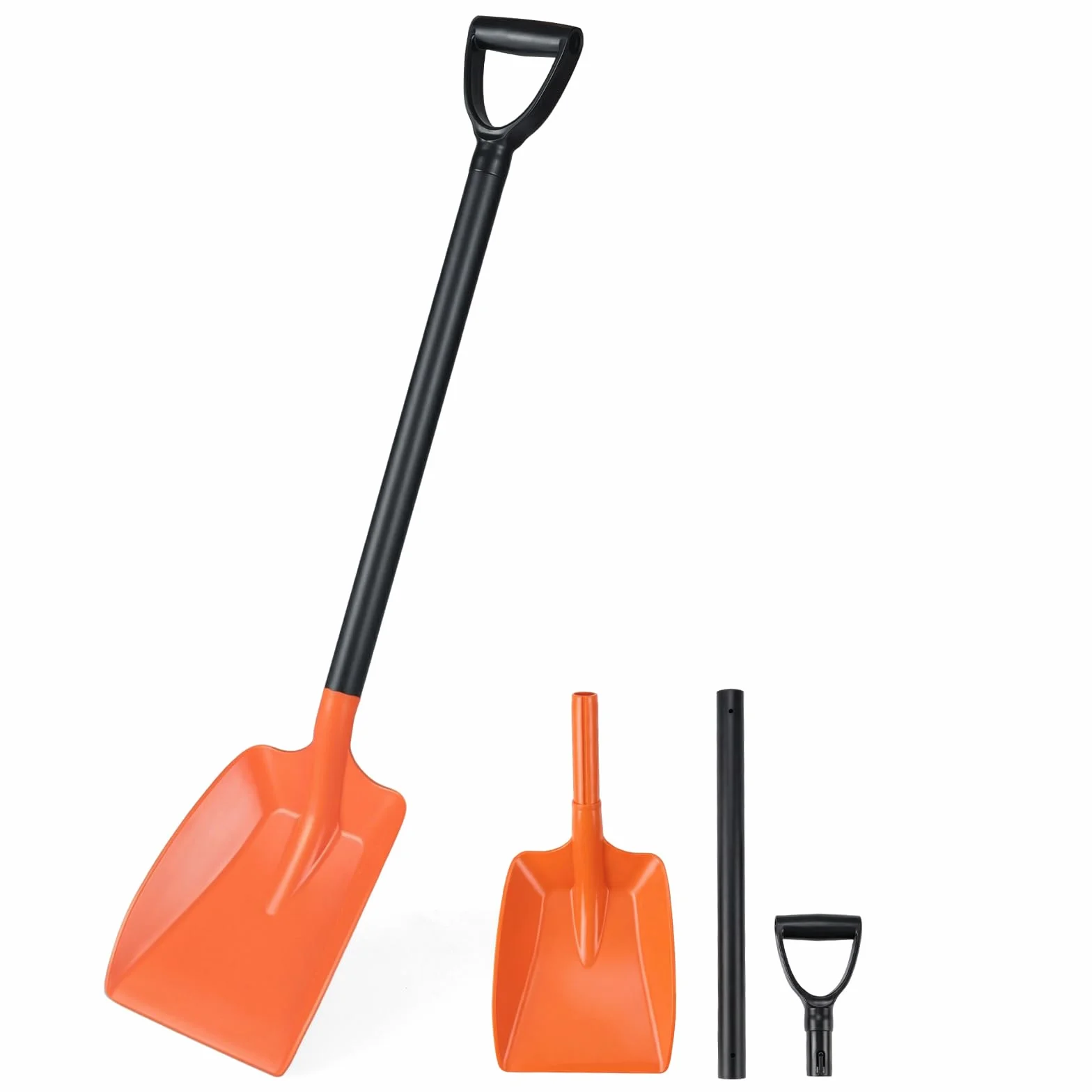 GOPLUS Pelle à Neige en Aluminium 111 cm, Pelle Jardinage Portable avec Manche Détachable, Poignée Ergonomique