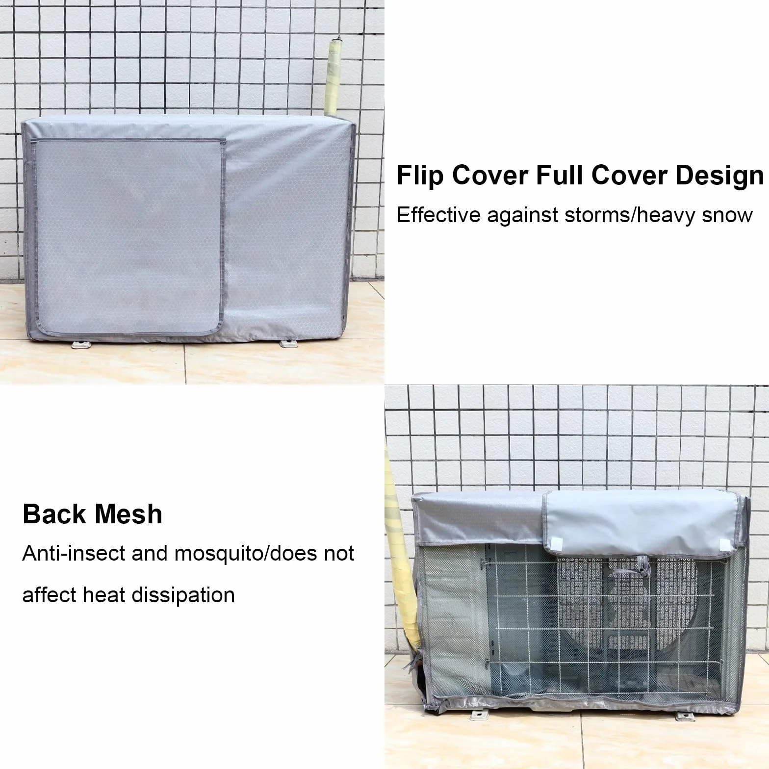 Housse de Climatiseur Exterieur Tissu Oxford 600D Imperméable Protection Universelle 100x43x80cm Argent